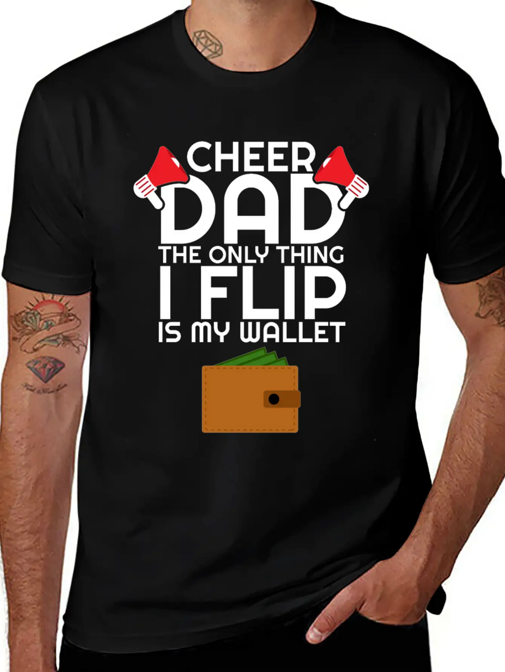 Cheer Dad The Only Thing I Flip Is My Wallet Unisex Casual T-Shirt – Clean Design For Daily Comfort
