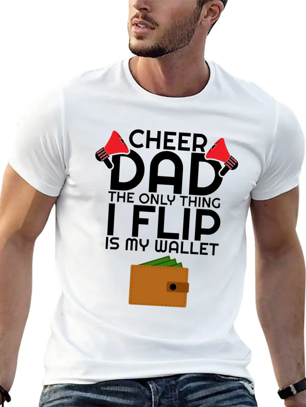 Cheer Dad The Only Thing I Flip Is My Wallet Unisex Casual T-Shirt – Clean Design For Daily Comfort