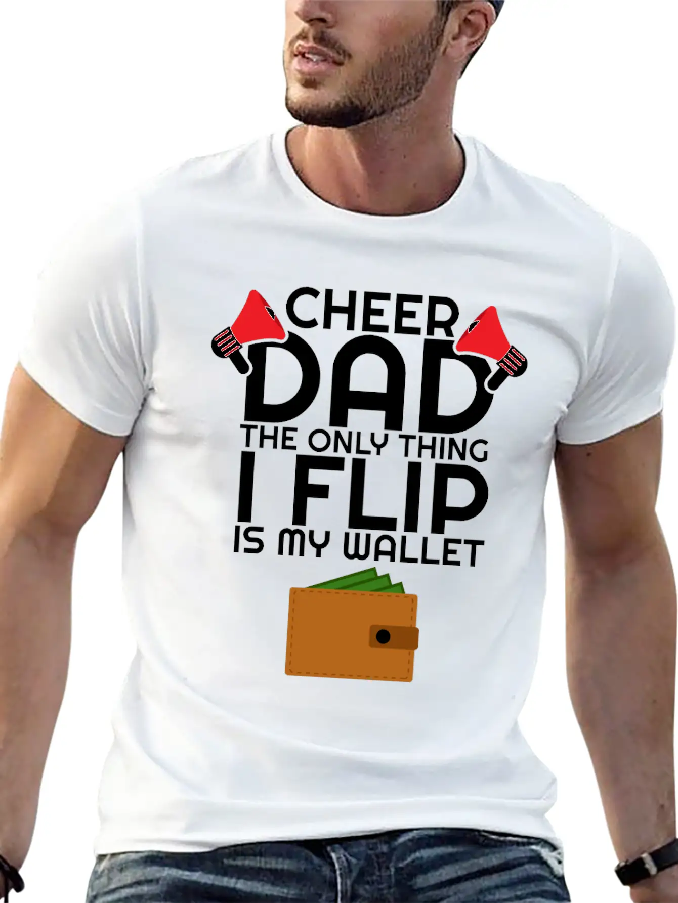 Cheer Dad The Only Thing I Flip Is My Wallet Unisex Casual T-Shirt – Clean Design For Daily Comfort