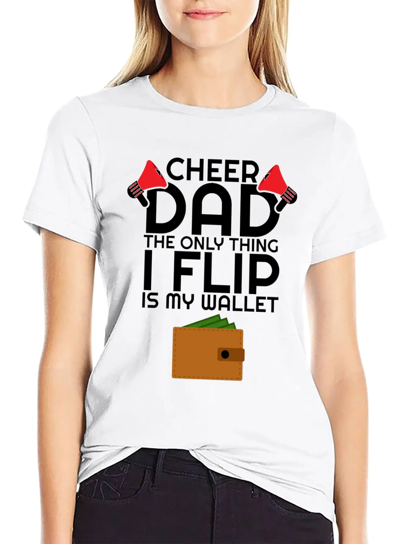 Cheer Dad The Only Thing I Flip Is My Wallet Unisex Casual T-Shirt – Clean Design For Daily Comfort