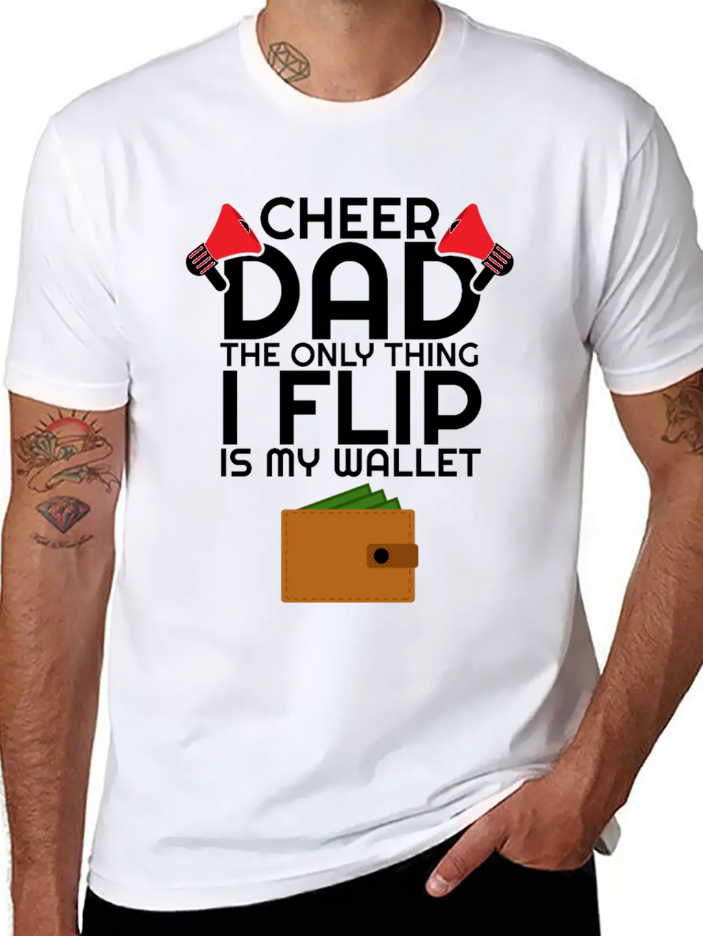 Cheer Dad The Only Thing I Flip Is My Wallet Unisex Casual T-Shirt – Clean Design For Daily Comfort
