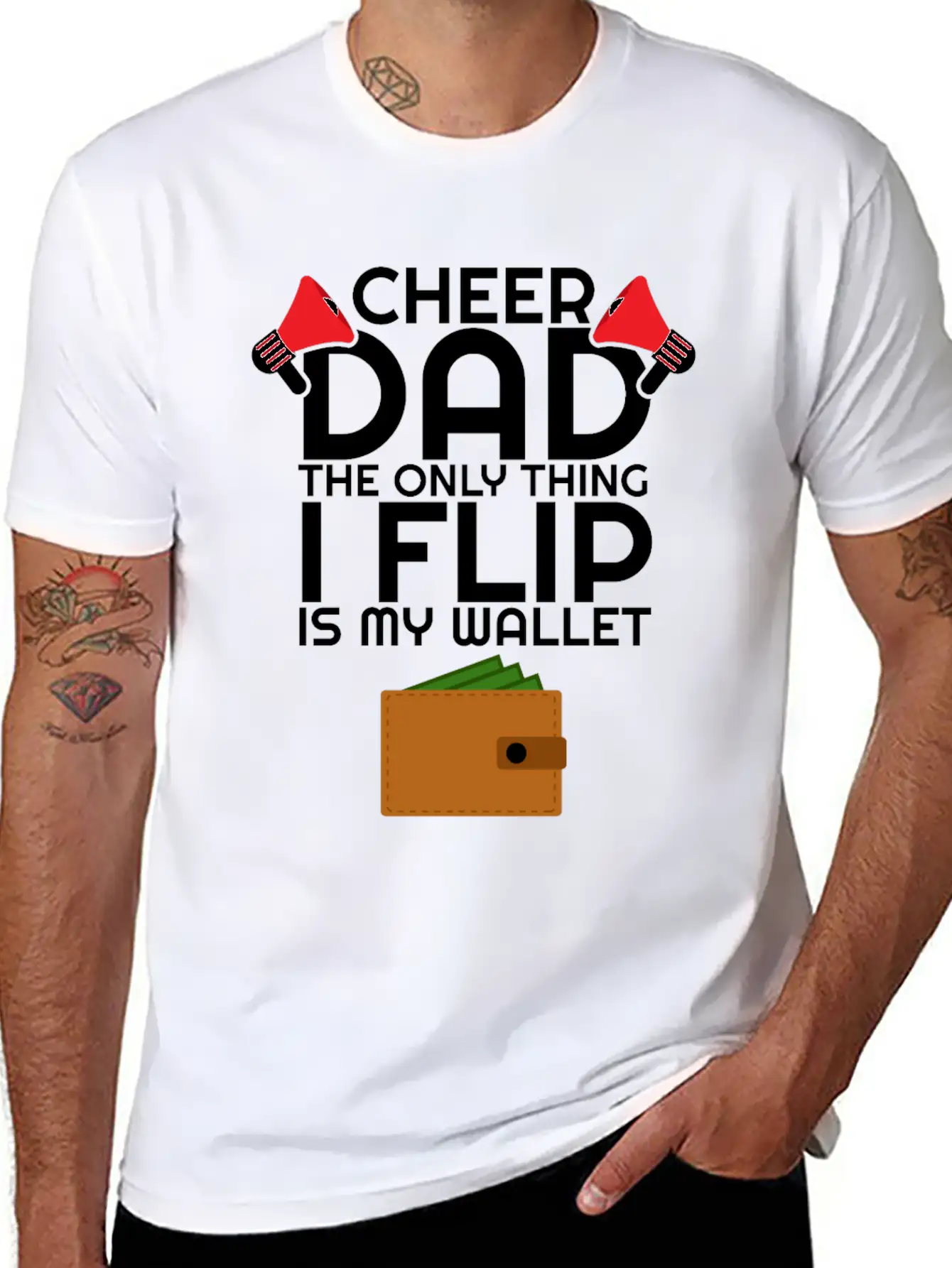 Cheer Dad The Only Thing I Flip Is My Wallet Unisex Casual T-Shirt – Clean Design For Daily Comfort