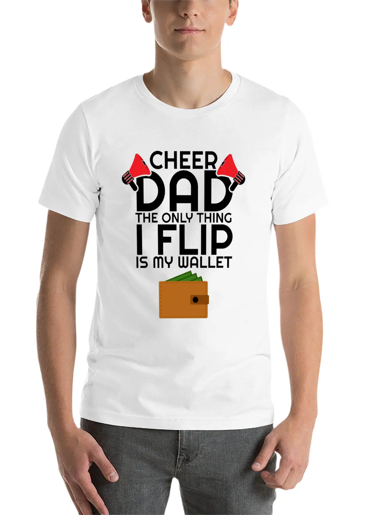 Cheer Dad The Only Thing I Flip Is My Wallet Unisex Casual T-Shirt – Clean Design For Daily Comfort