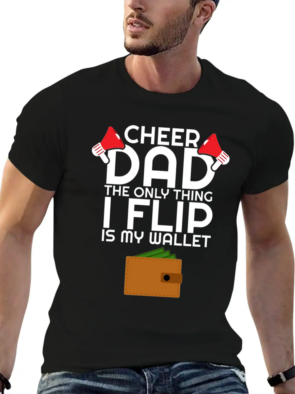 Cheer Dad The Only Thing I Flip Is My Wallet Unisex Casual T-Shirt – Clean Design For Daily Comfort