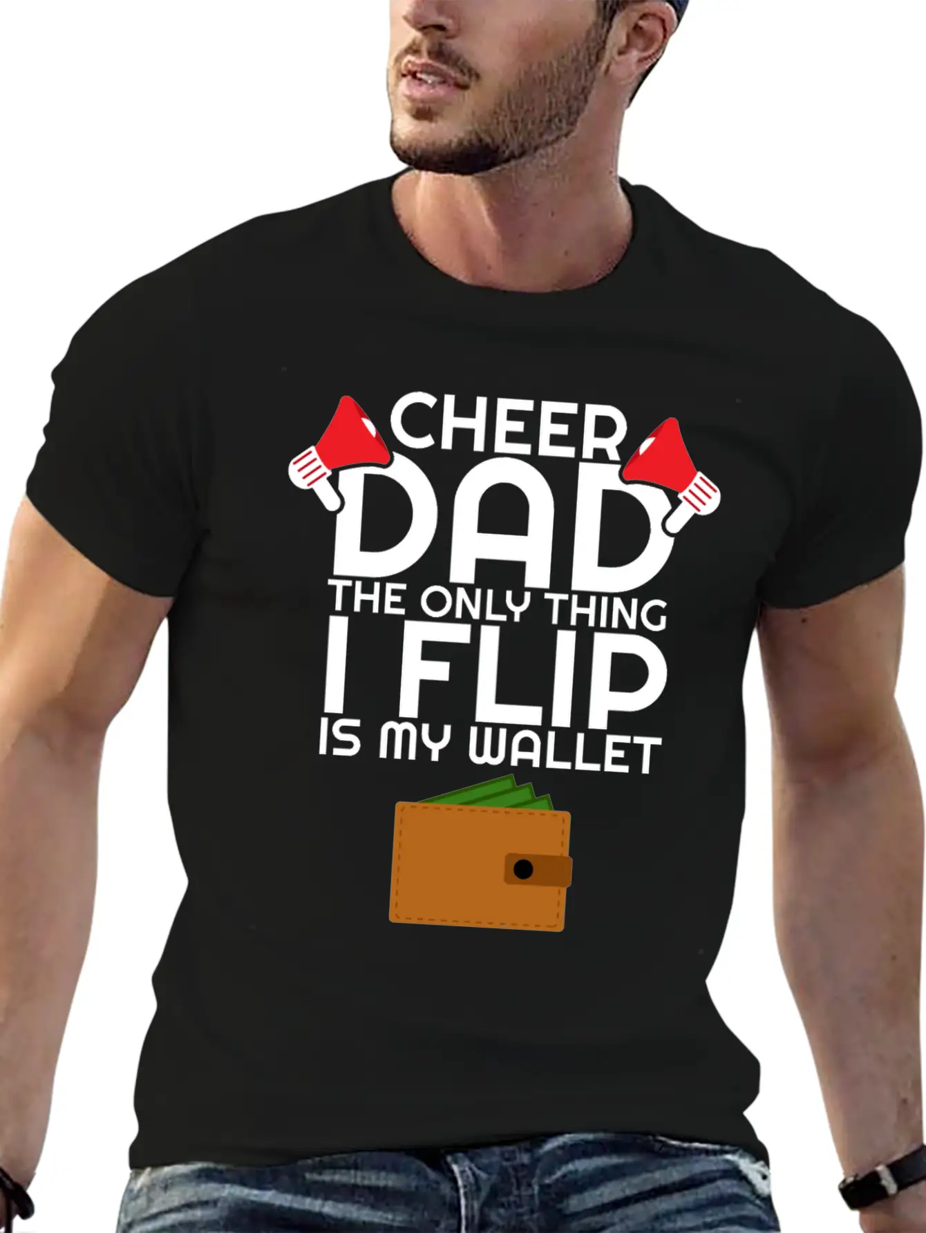 Cheer Dad The Only Thing I Flip Is My Wallet Unisex Casual T-Shirt – Clean Design For Daily Comfort