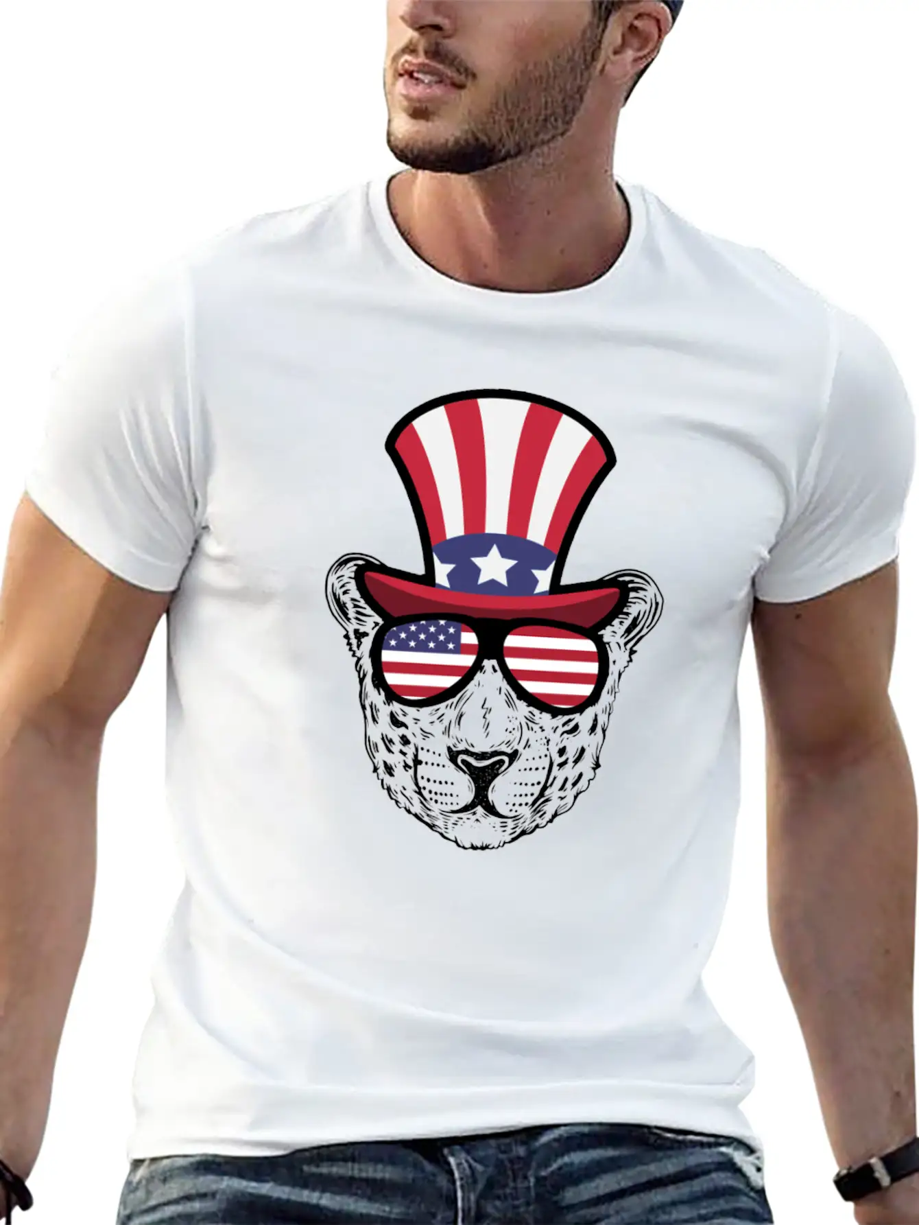 Cheetah Happy 4th Of July Unisex Casual T-Shirt – Clean Design For Daily Comfort