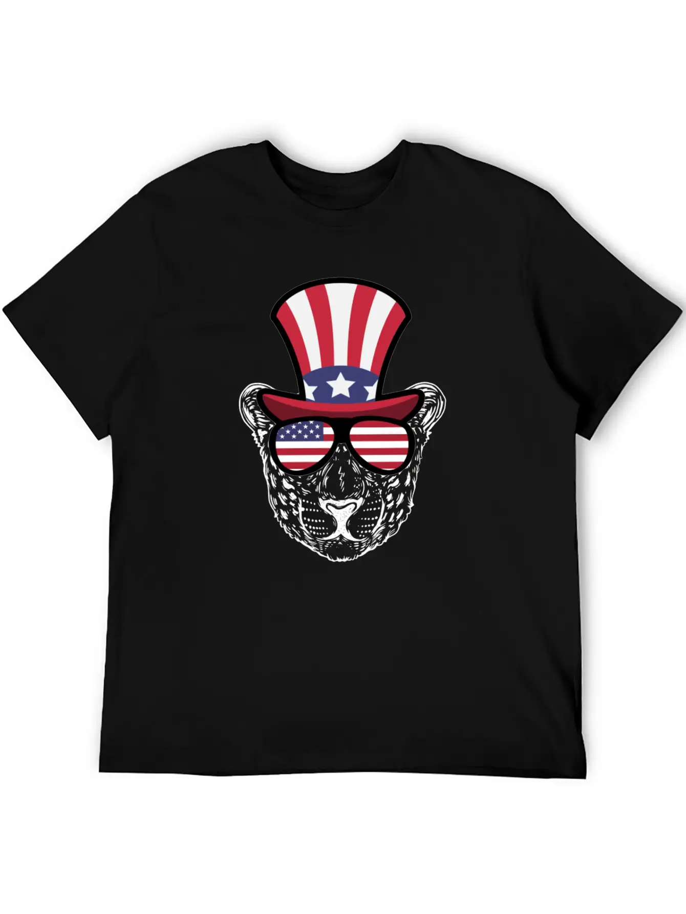 Cheetah Happy 4th Of July Unisex Short Sleeve Soft Cotton T-Shirt – Casual Everyday Wear