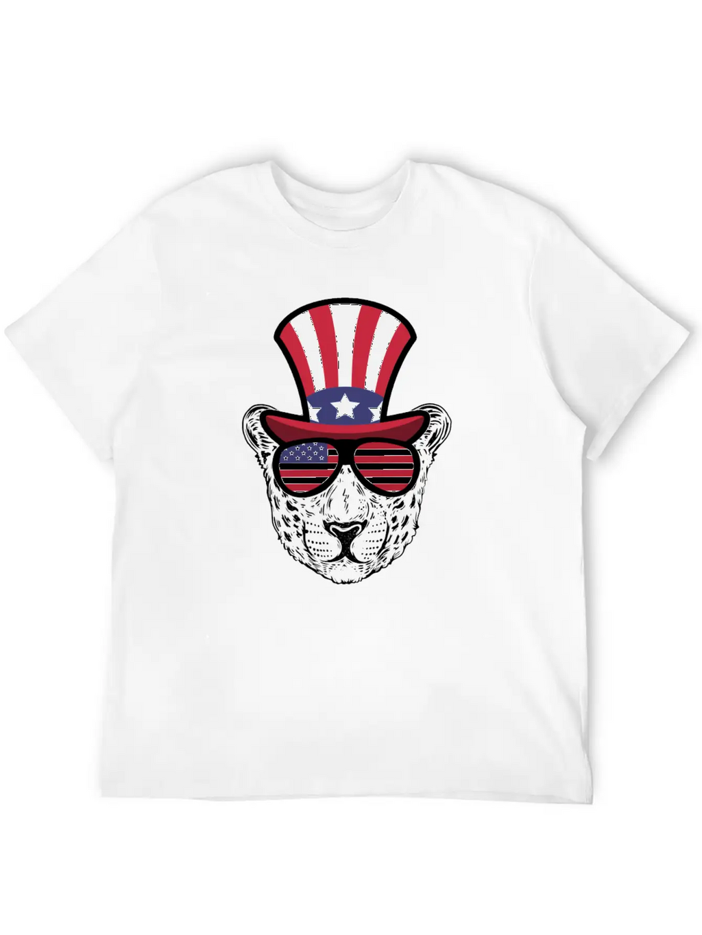 Cheetah Happy 4th Of July Unisex Short Sleeve Soft Cotton T-Shirt – Casual Everyday Wear