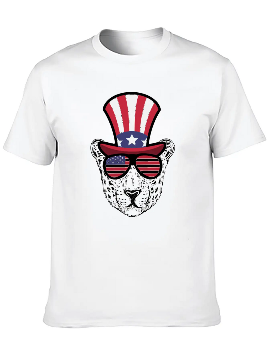 Cheetah Happy 4th Of July Unisex Short Sleeve Soft Cotton T-Shirt – Casual Everyday Wear
