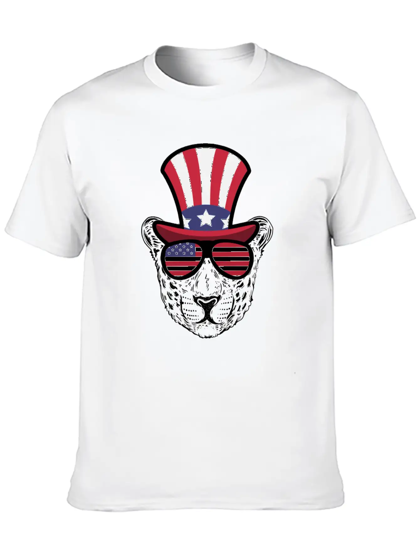 Cheetah Happy 4th Of July Unisex Short Sleeve Soft Cotton T-Shirt – Casual Everyday Wear