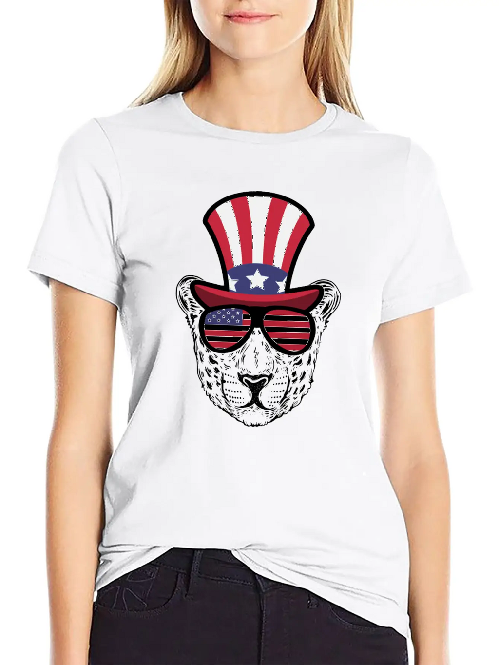 Cheetah Happy 4th Of July Unisex Short Sleeve Soft Cotton T-Shirt – Casual Everyday Wear
