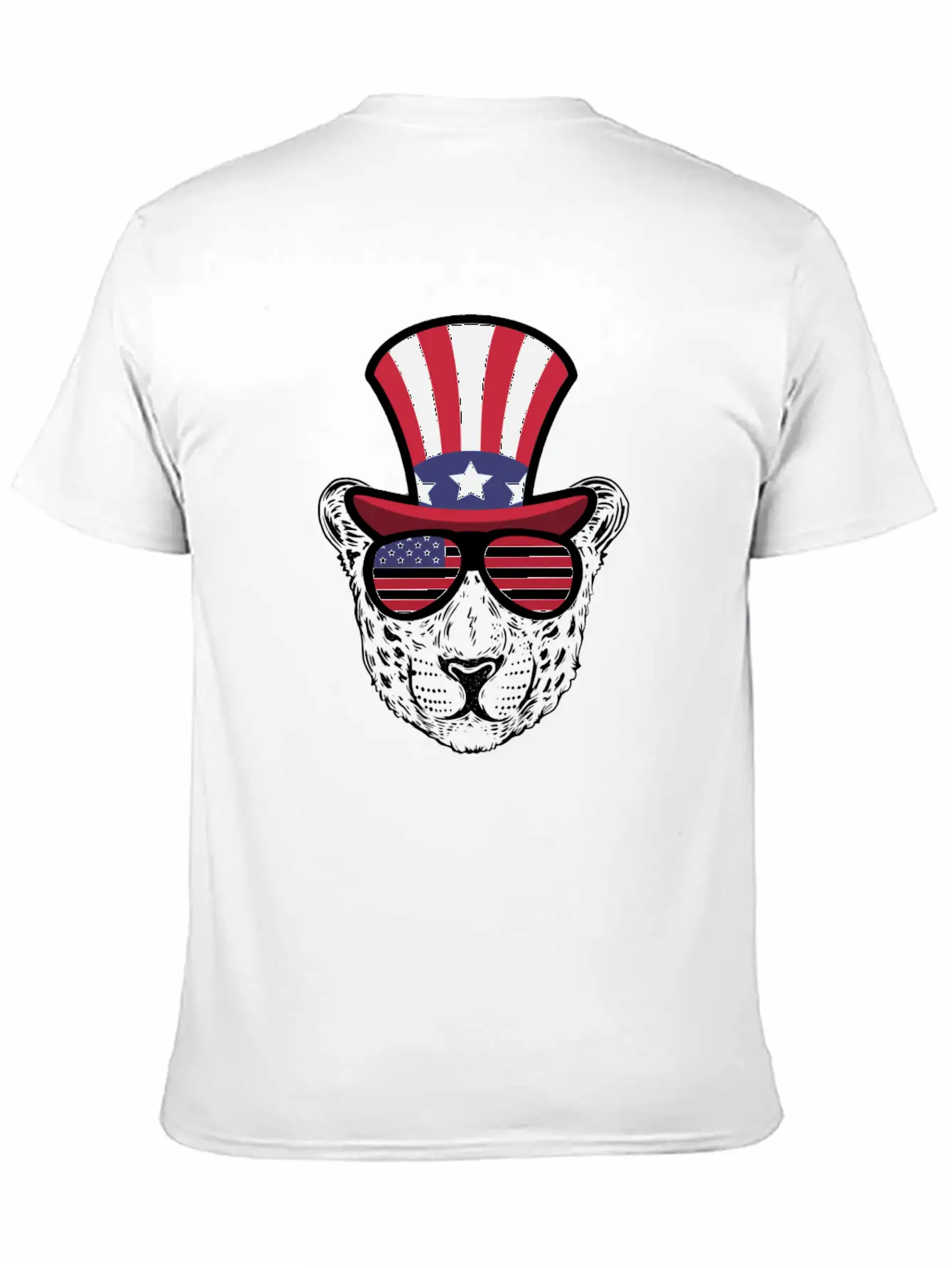 Cheetah Happy 4th Of July Unisex Short Sleeve Soft Cotton T-Shirt – Casual Everyday Wear