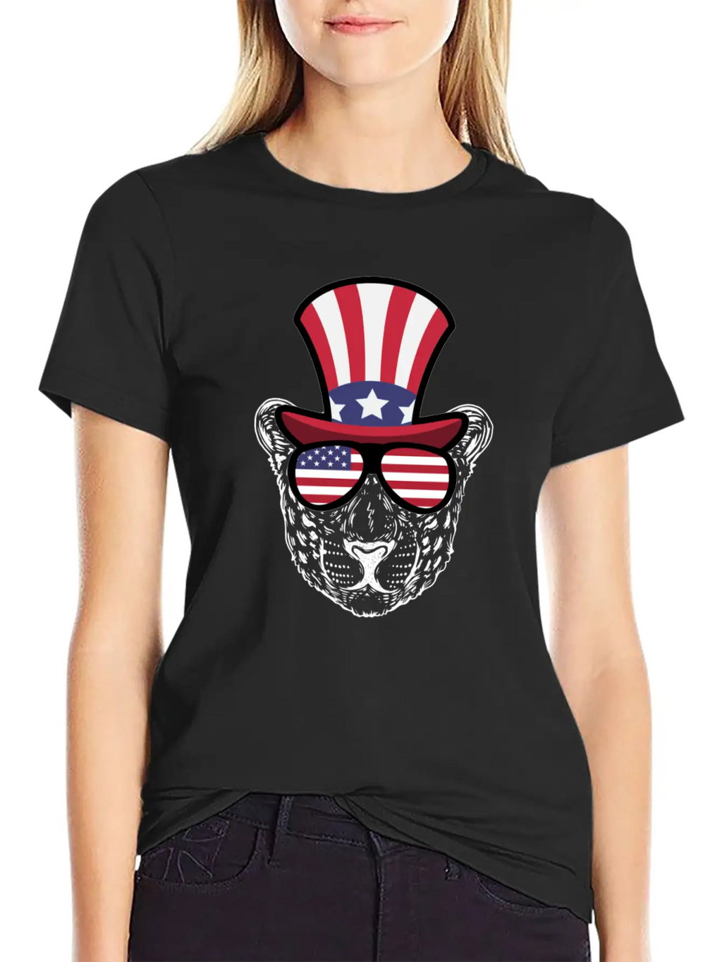 Cheetah Happy 4th Of July Unisex Short Sleeve Soft Cotton T-Shirt – Casual Everyday Wear