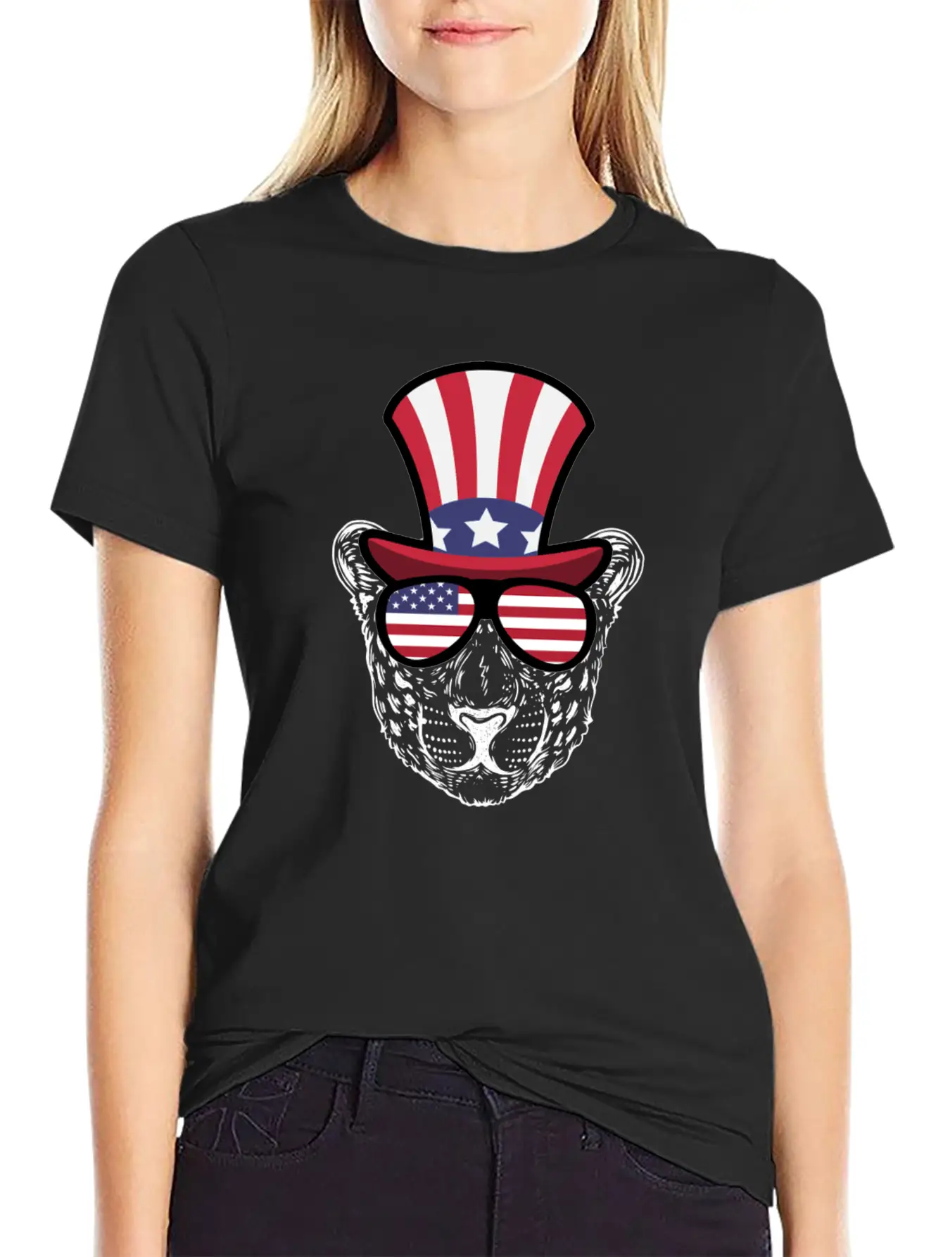 Cheetah Happy 4th Of July Unisex Short Sleeve Soft Cotton T-Shirt – Casual Everyday Wear