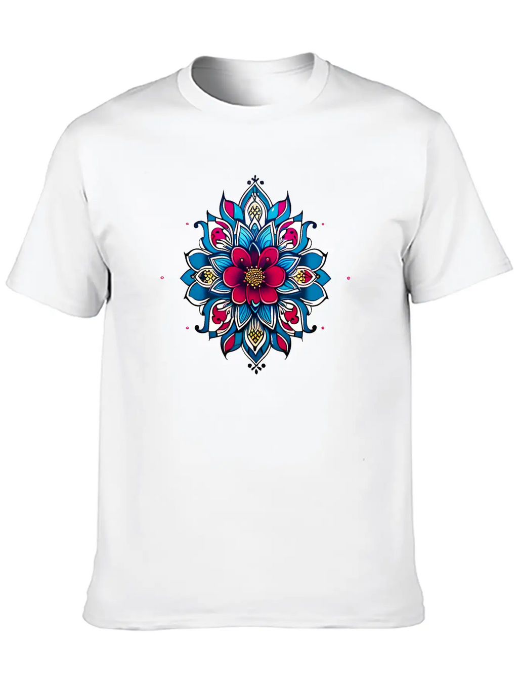 Cherry Blossom Mandala Breathable Soft Cotton T-Shirt – Timeless Casual Look