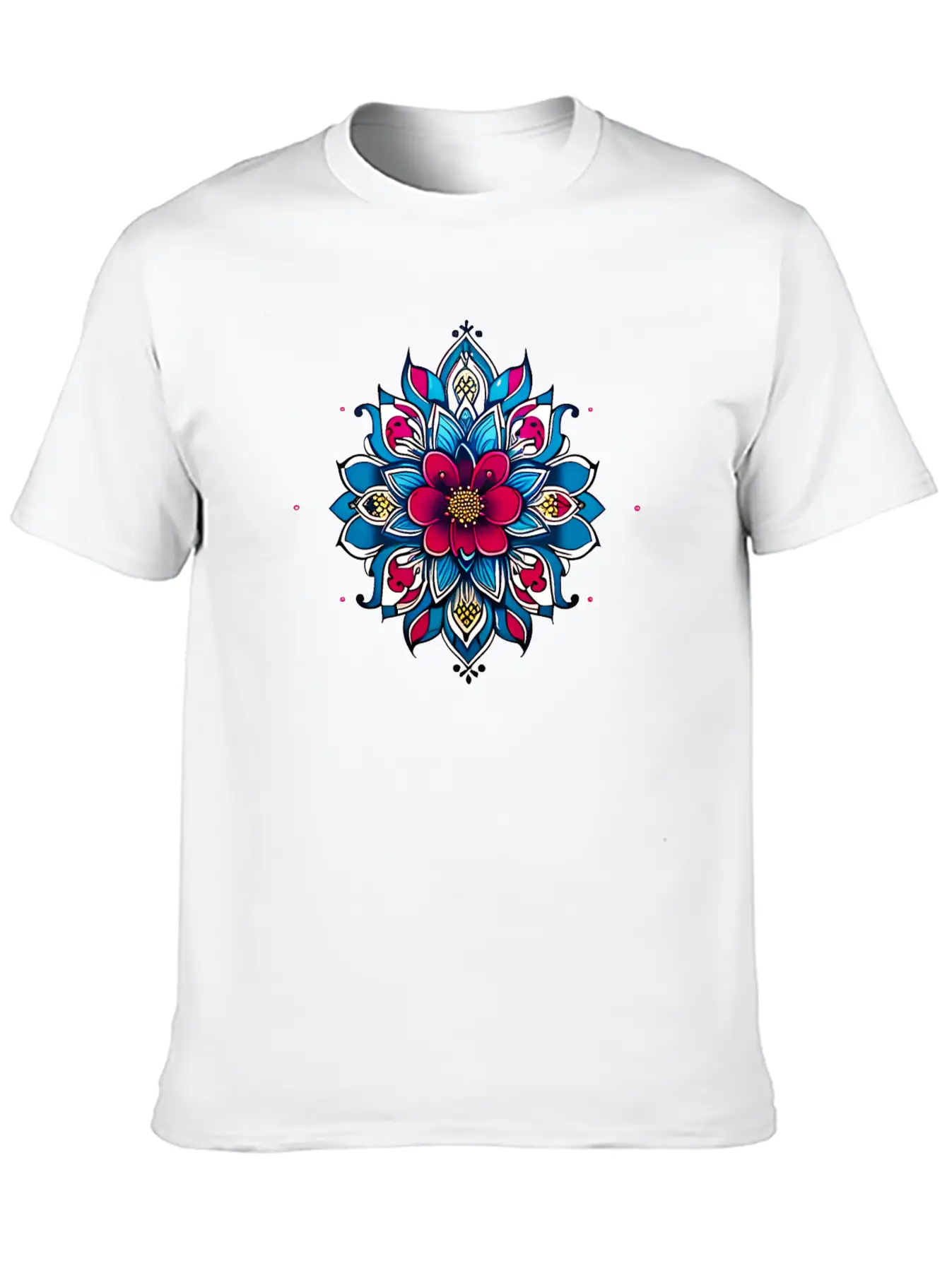 Cherry Blossom Mandala Breathable Soft Cotton T-Shirt – Timeless Casual Look