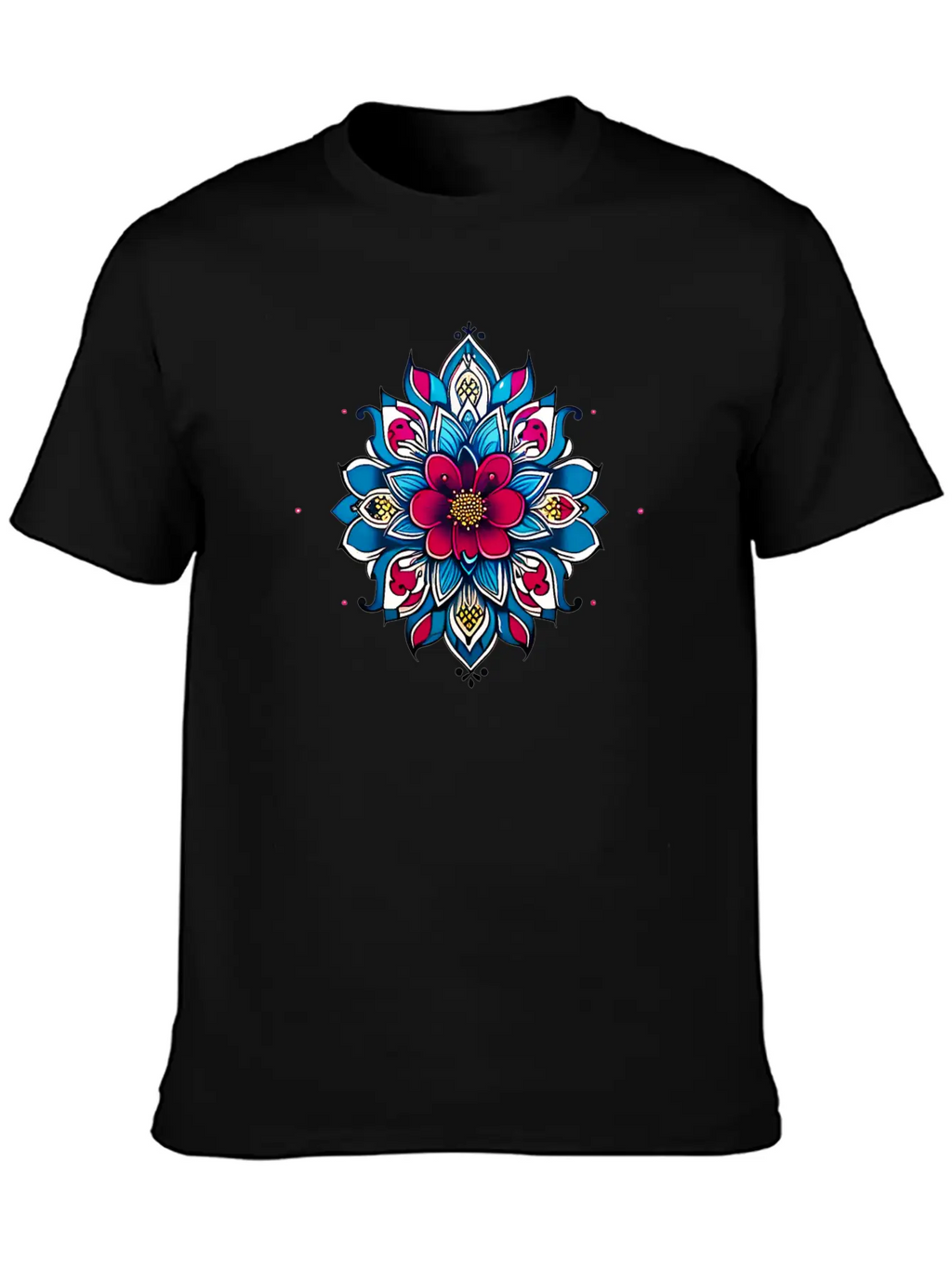 Cherry Blossom Mandala Breathable Soft Cotton T-Shirt – Timeless Casual Look