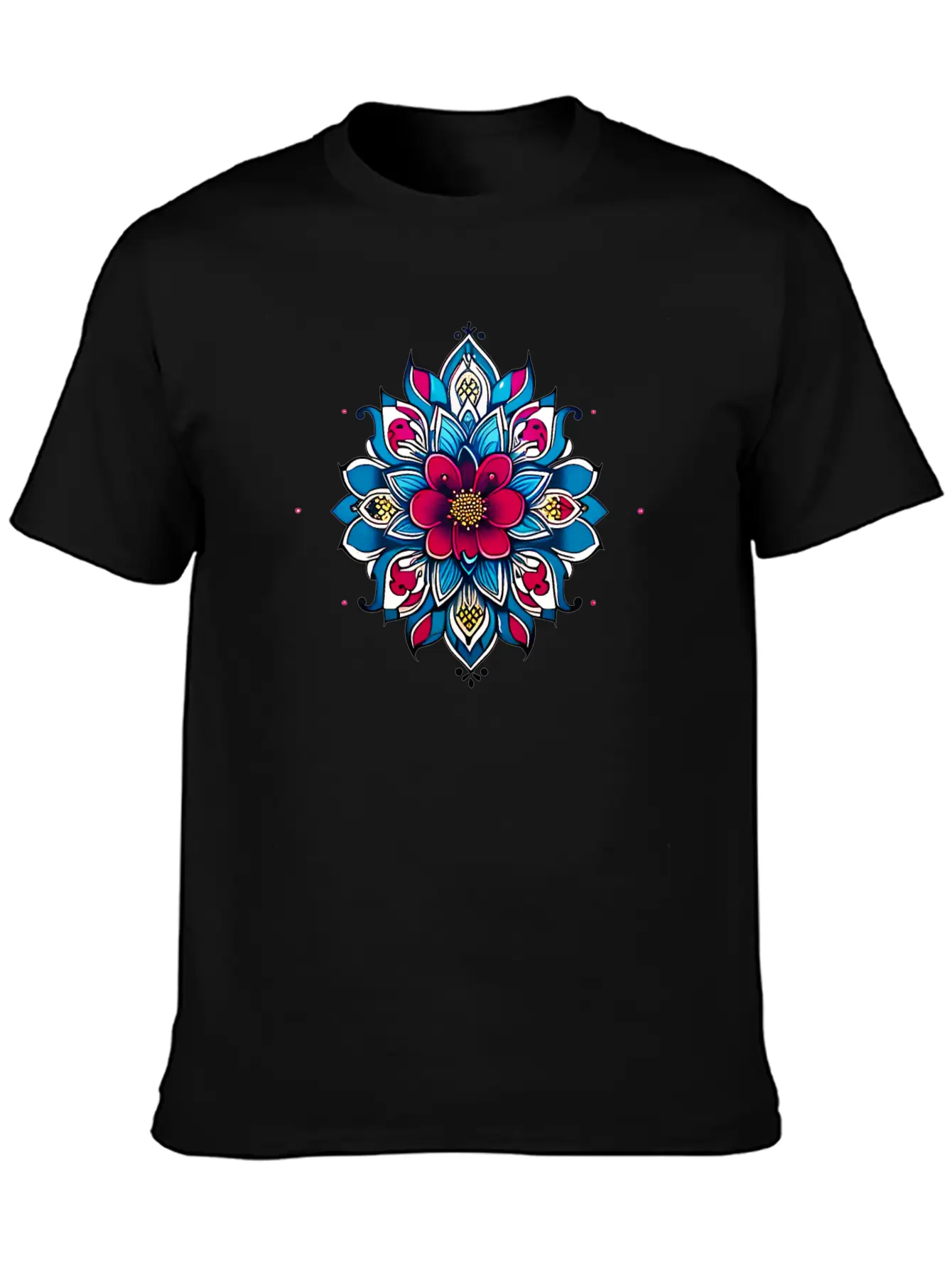 Cherry Blossom Mandala Breathable Soft Cotton T-Shirt – Timeless Casual Look