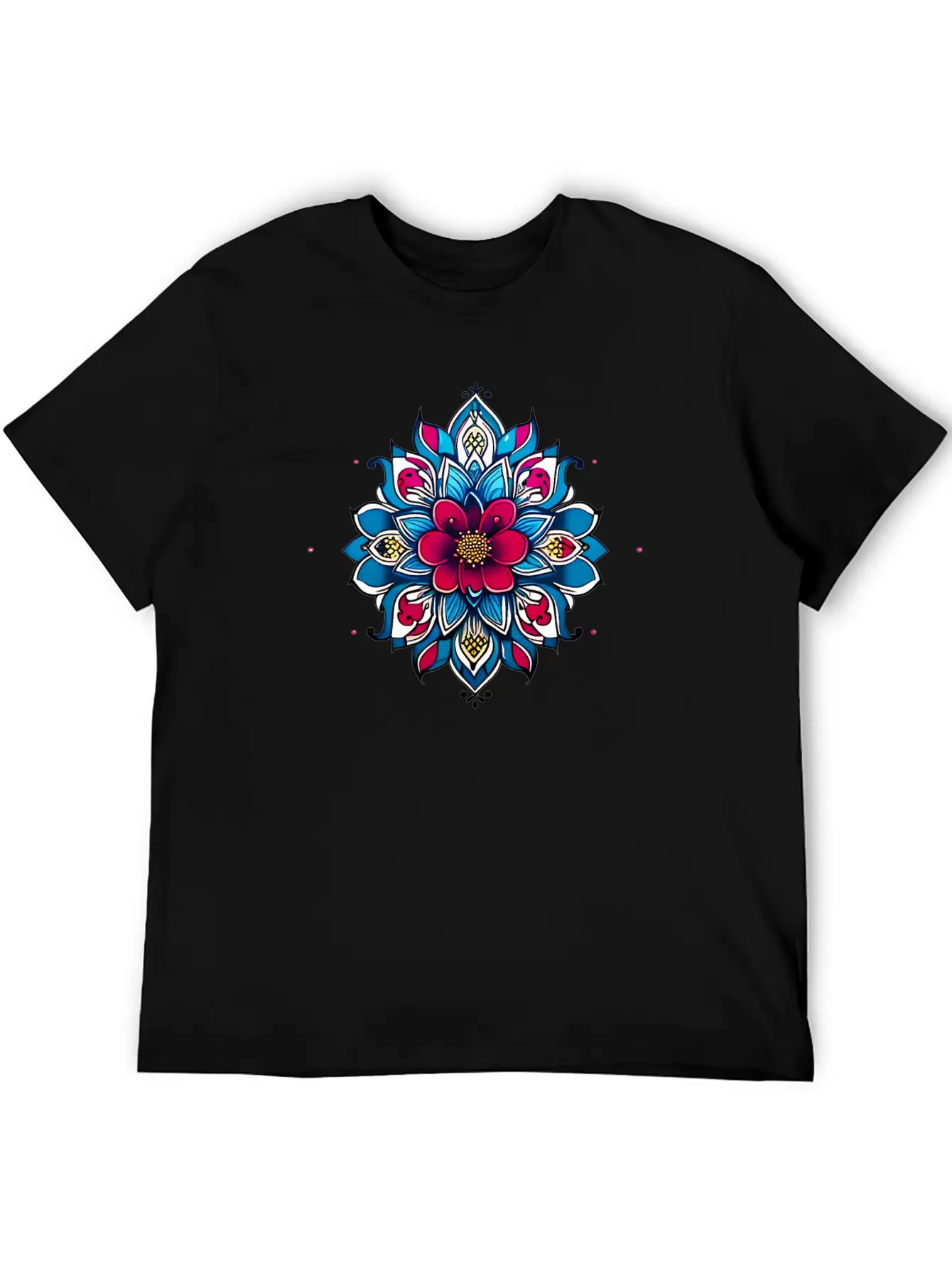 Cherry Blossom Mandala Breathable Soft Cotton T-Shirt – Timeless Casual Look