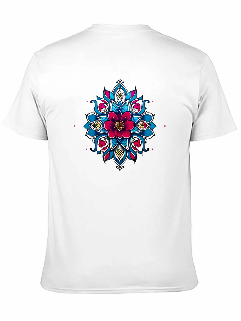 Cherry Blossom Mandala Breathable Soft Cotton T-Shirt – Timeless Casual Look
