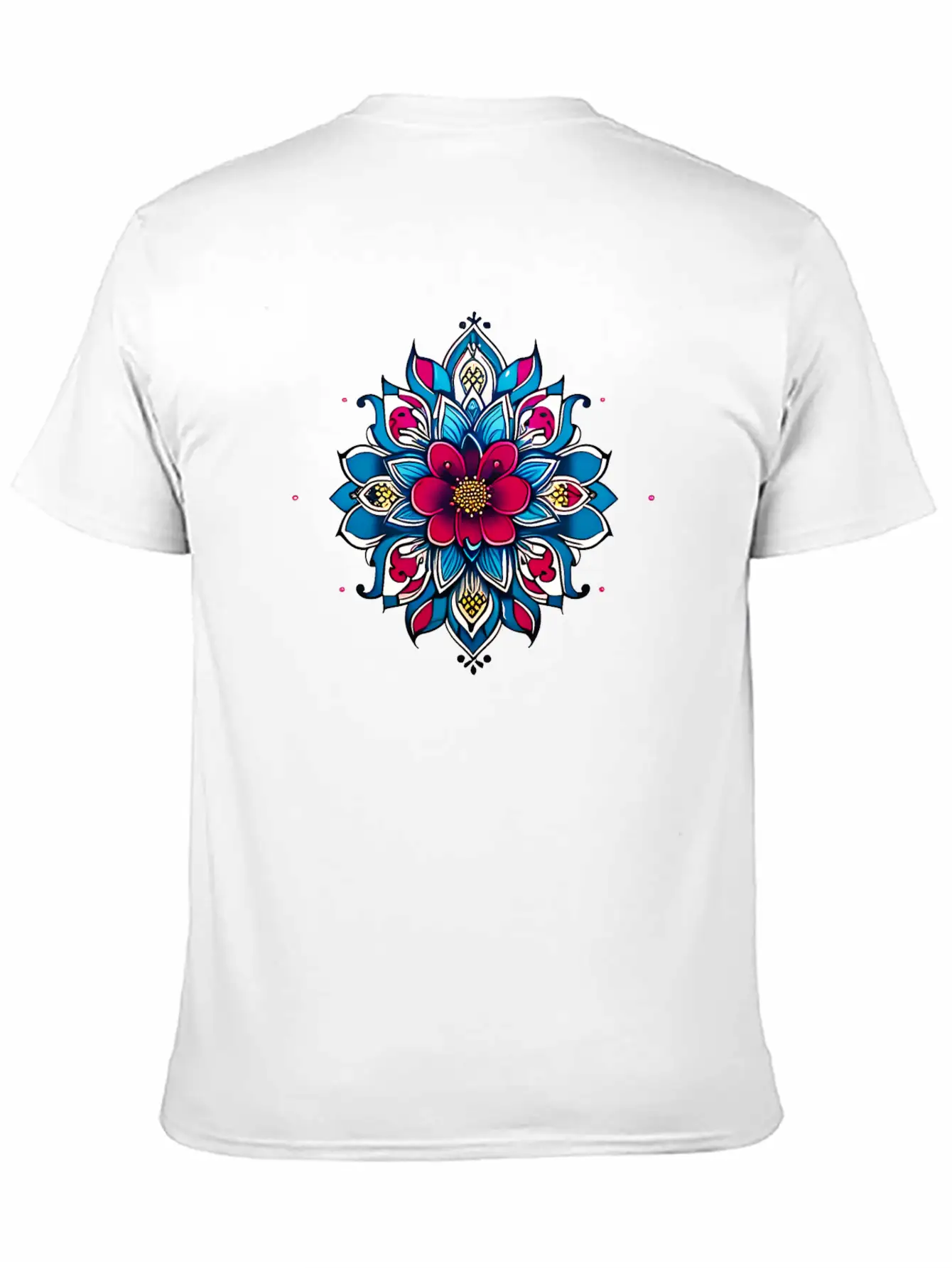 Cherry Blossom Mandala Breathable Soft Cotton T-Shirt – Timeless Casual Look