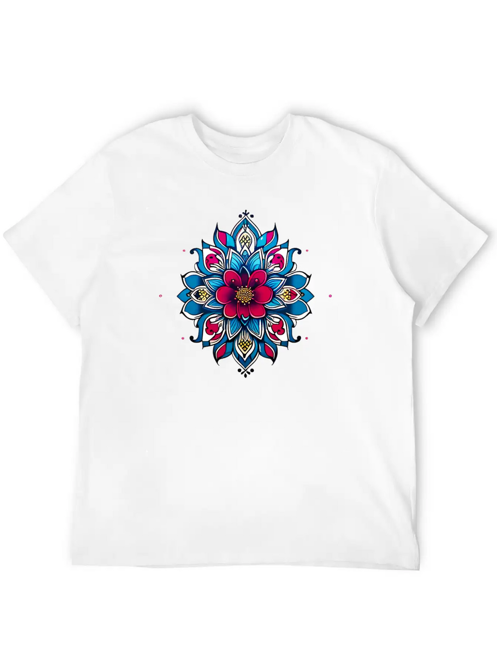 Cherry Blossom Mandala Breathable Soft Cotton T-Shirt – Timeless Casual Look