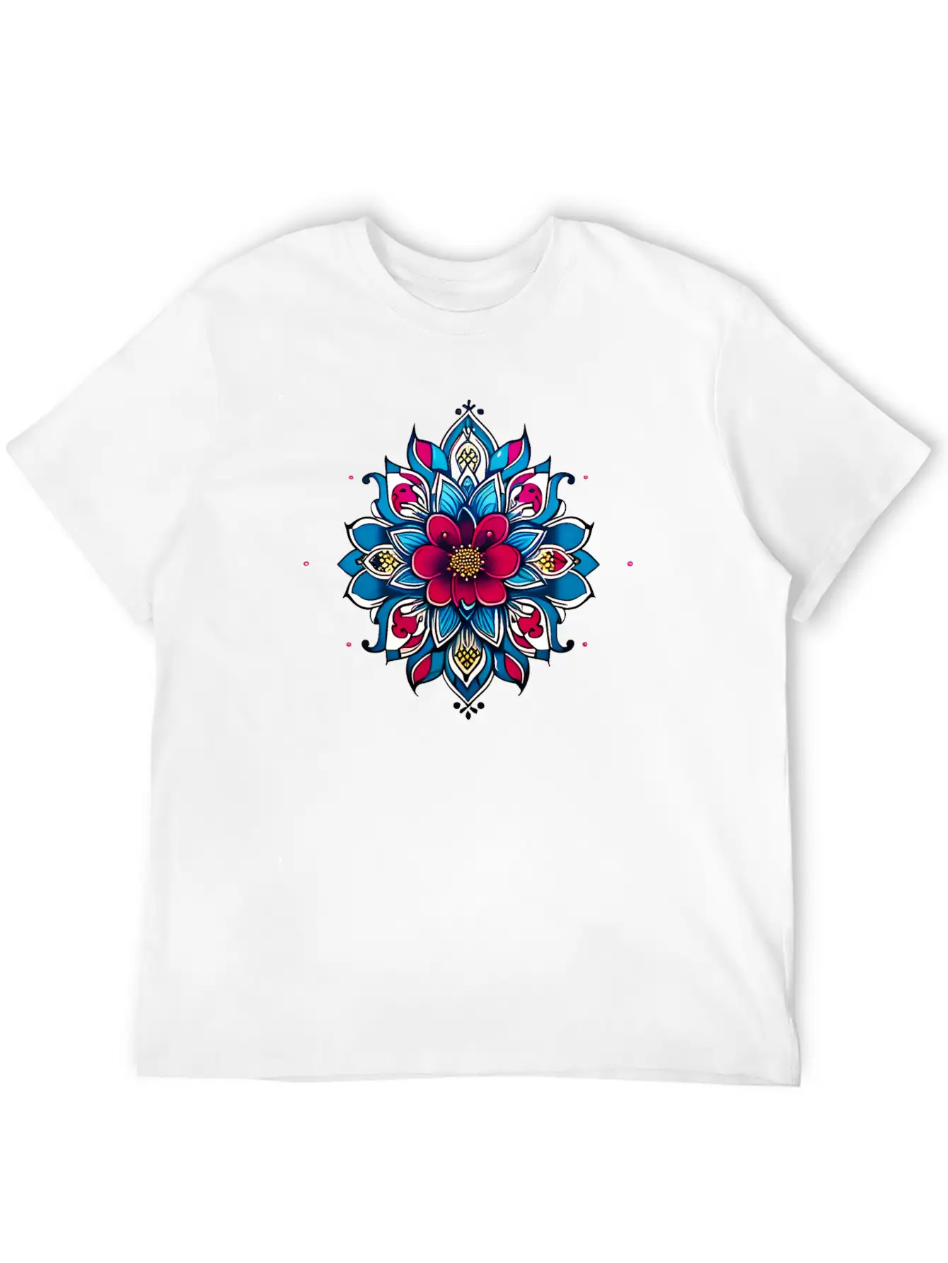 Cherry Blossom Mandala Breathable Soft Cotton T-Shirt – Timeless Casual Look