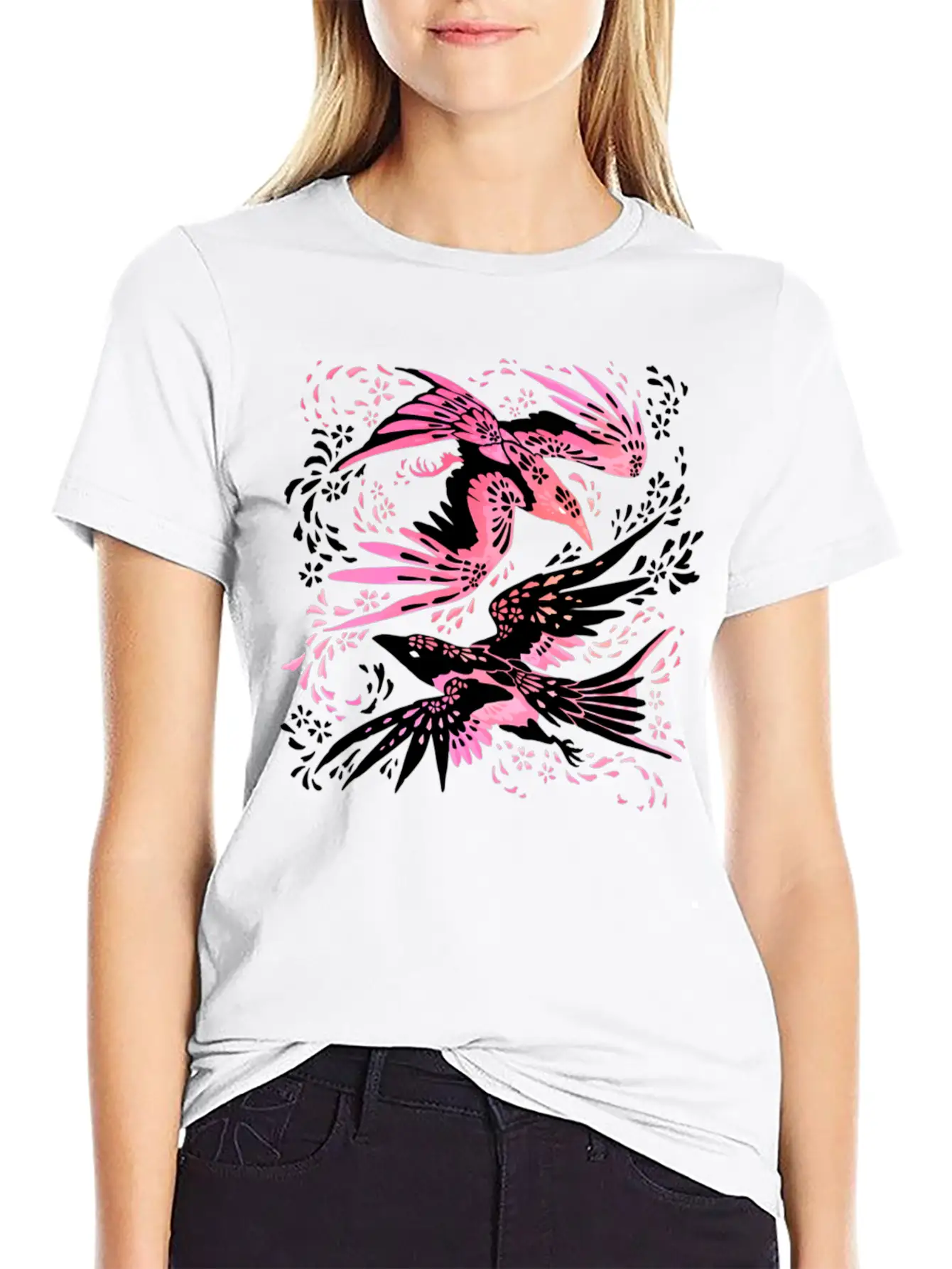 Cherry Blossom Ravens Unisex Casual T-Shirt – Clean Design For Daily Comfort