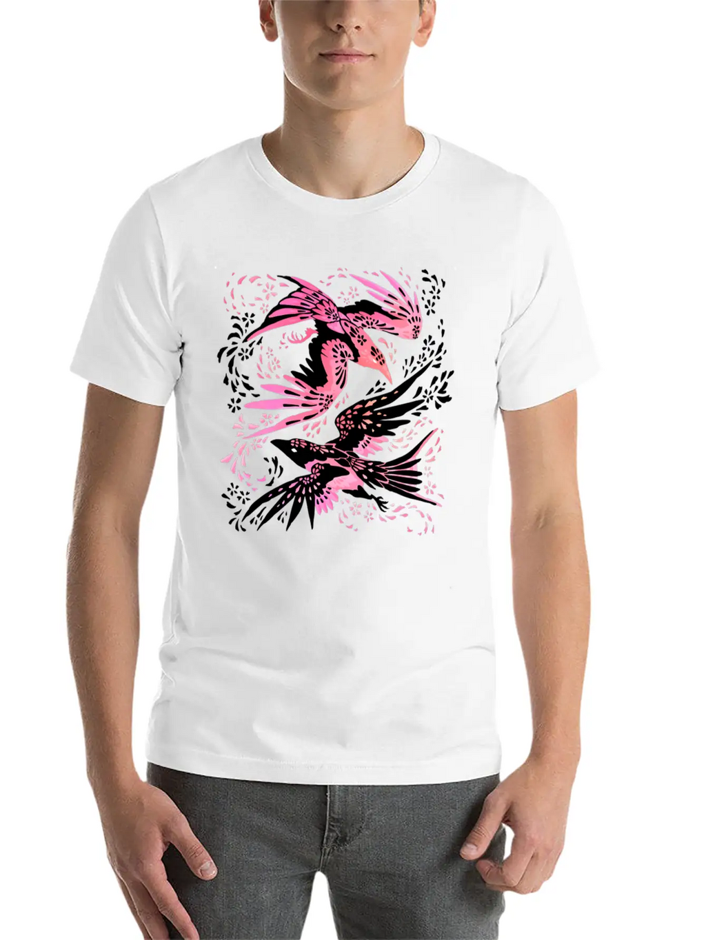 Cherry Blossom Ravens Unisex Casual T-Shirt – Clean Design For Daily Comfort
