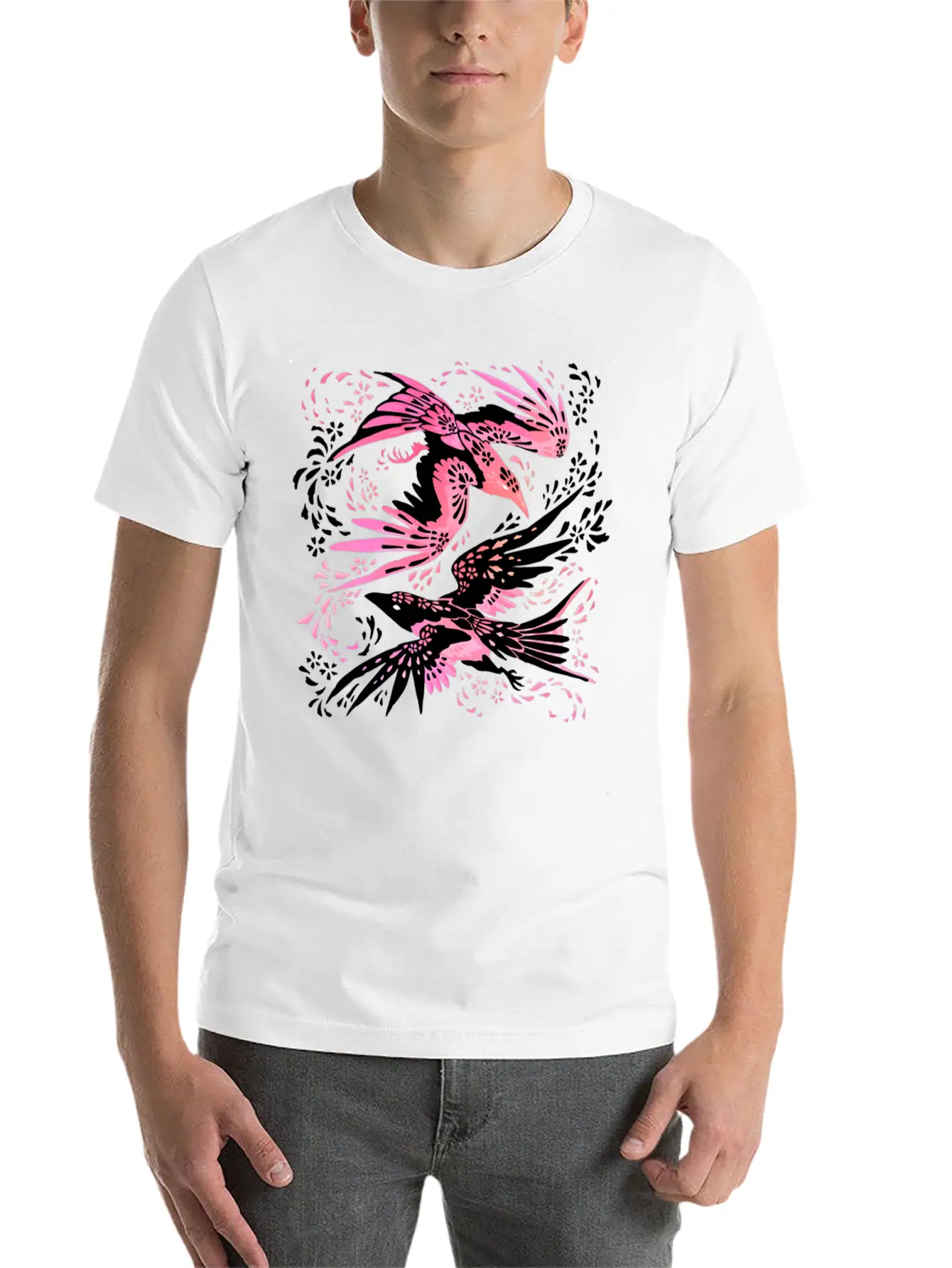 Cherry Blossom Ravens Unisex Casual T-Shirt – Clean Design For Daily Comfort