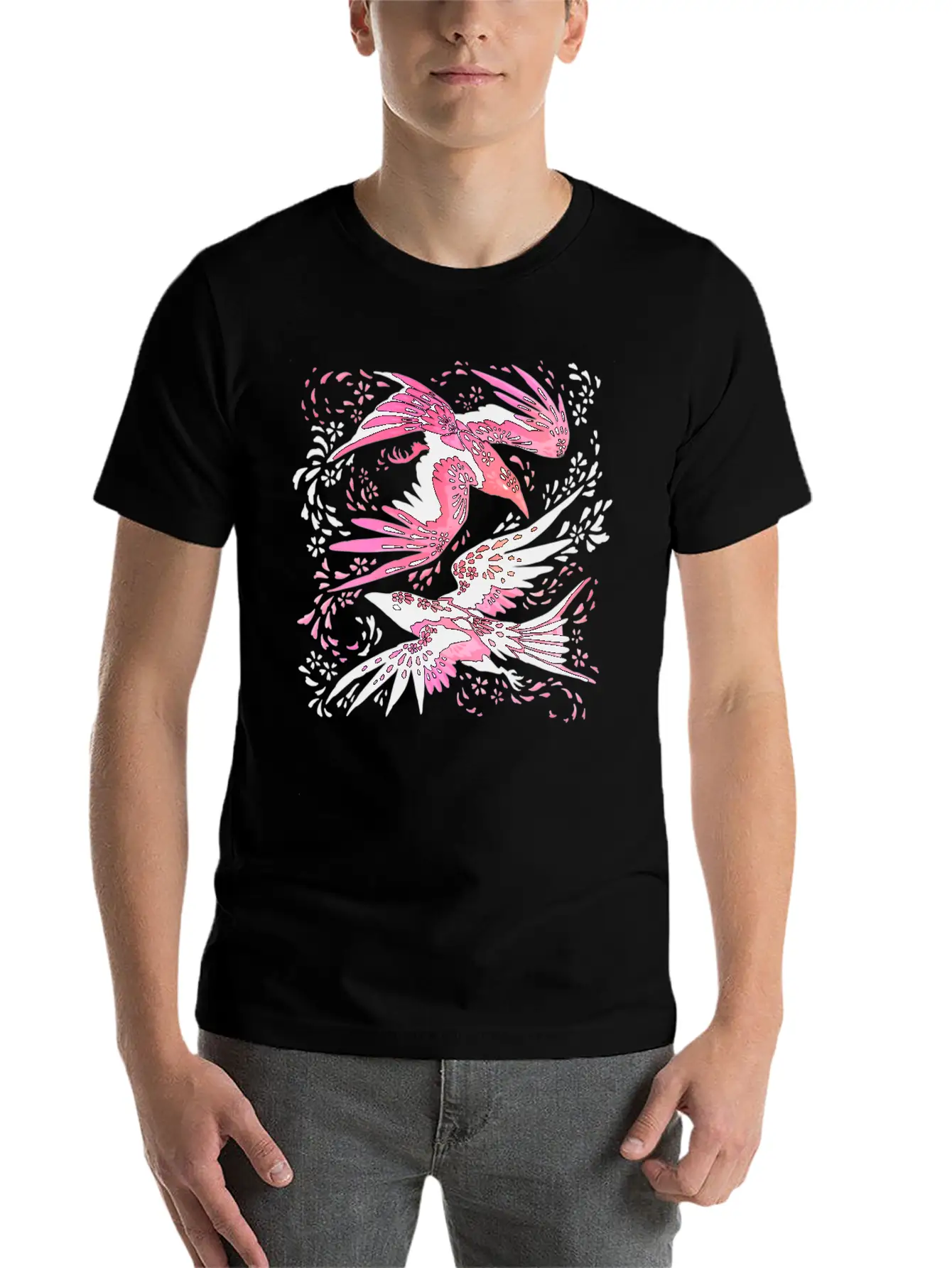 Cherry Blossom Ravens Unisex Casual T-Shirt – Clean Design For Daily Comfort