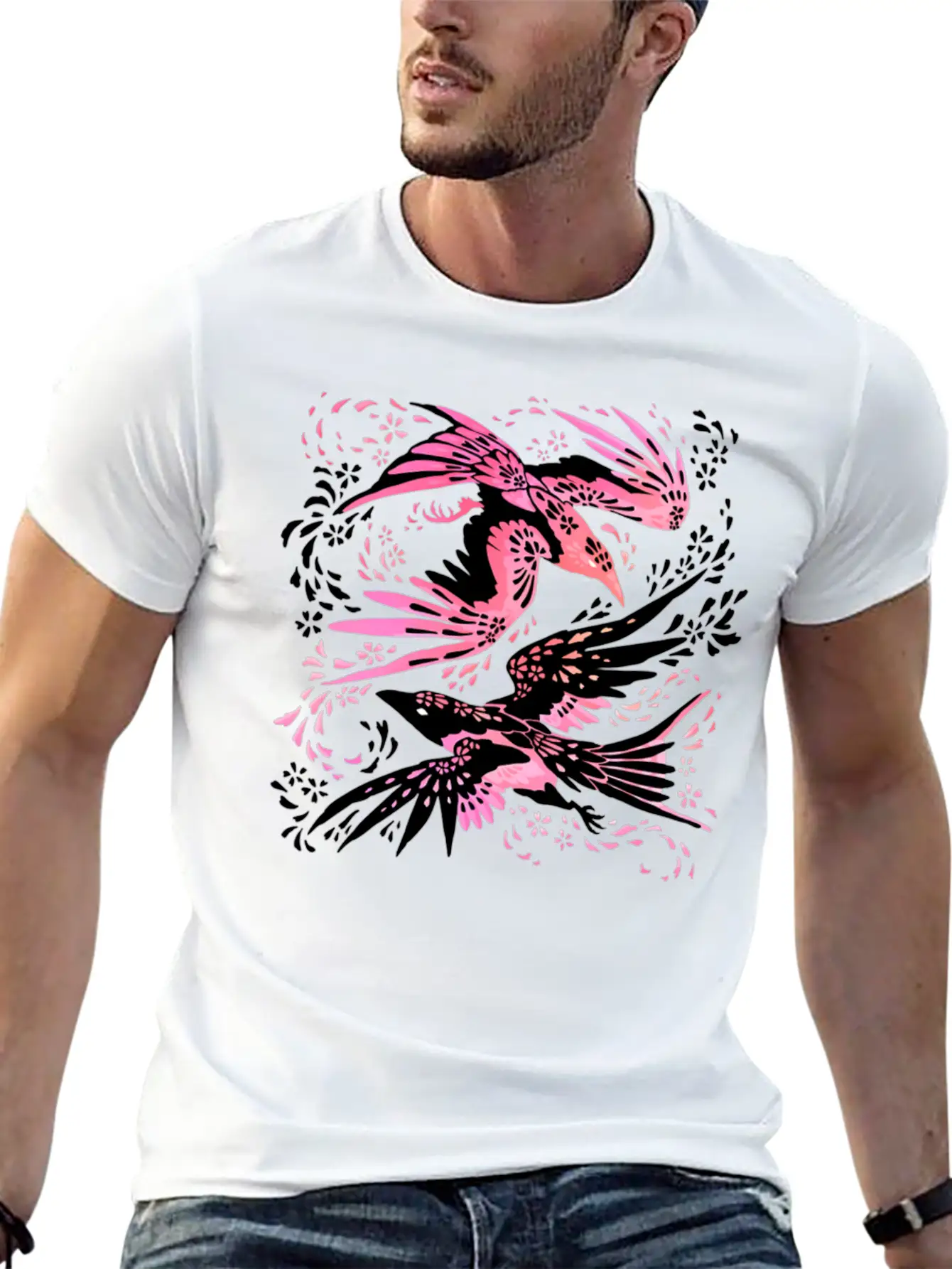 Cherry Blossom Ravens Unisex Casual T-Shirt – Clean Design For Daily Comfort