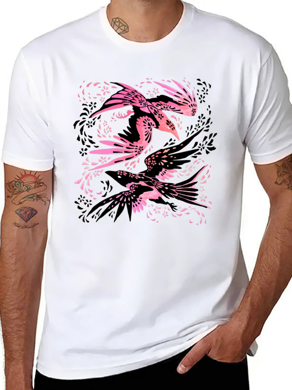 Cherry Blossom Ravens Unisex Casual T-Shirt – Clean Design For Daily Comfort
