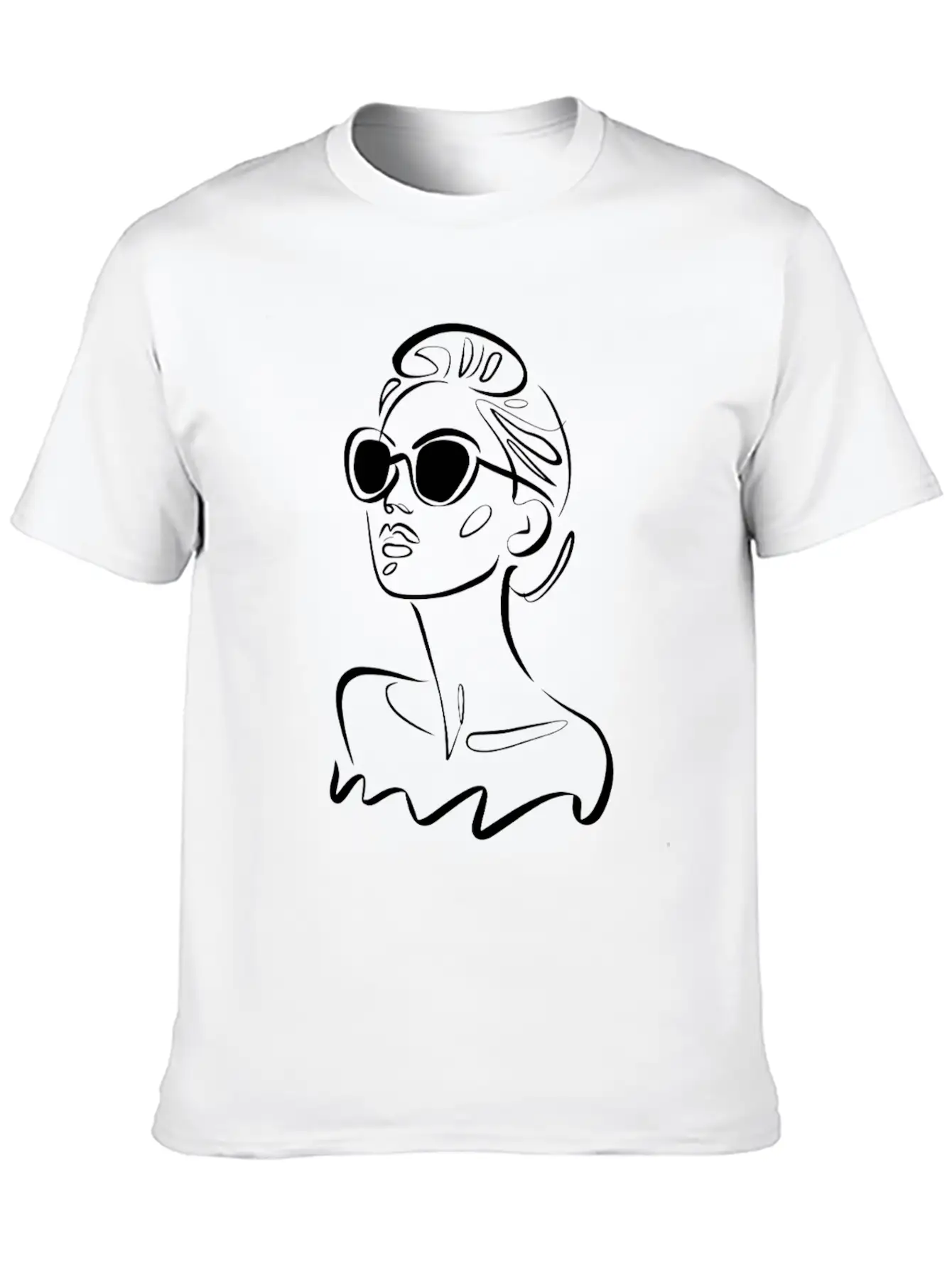 Chic Fashionable Woman Line Art With Sunglasses Unisex Casual T-Shirt – Clean Design For Daily Comfort