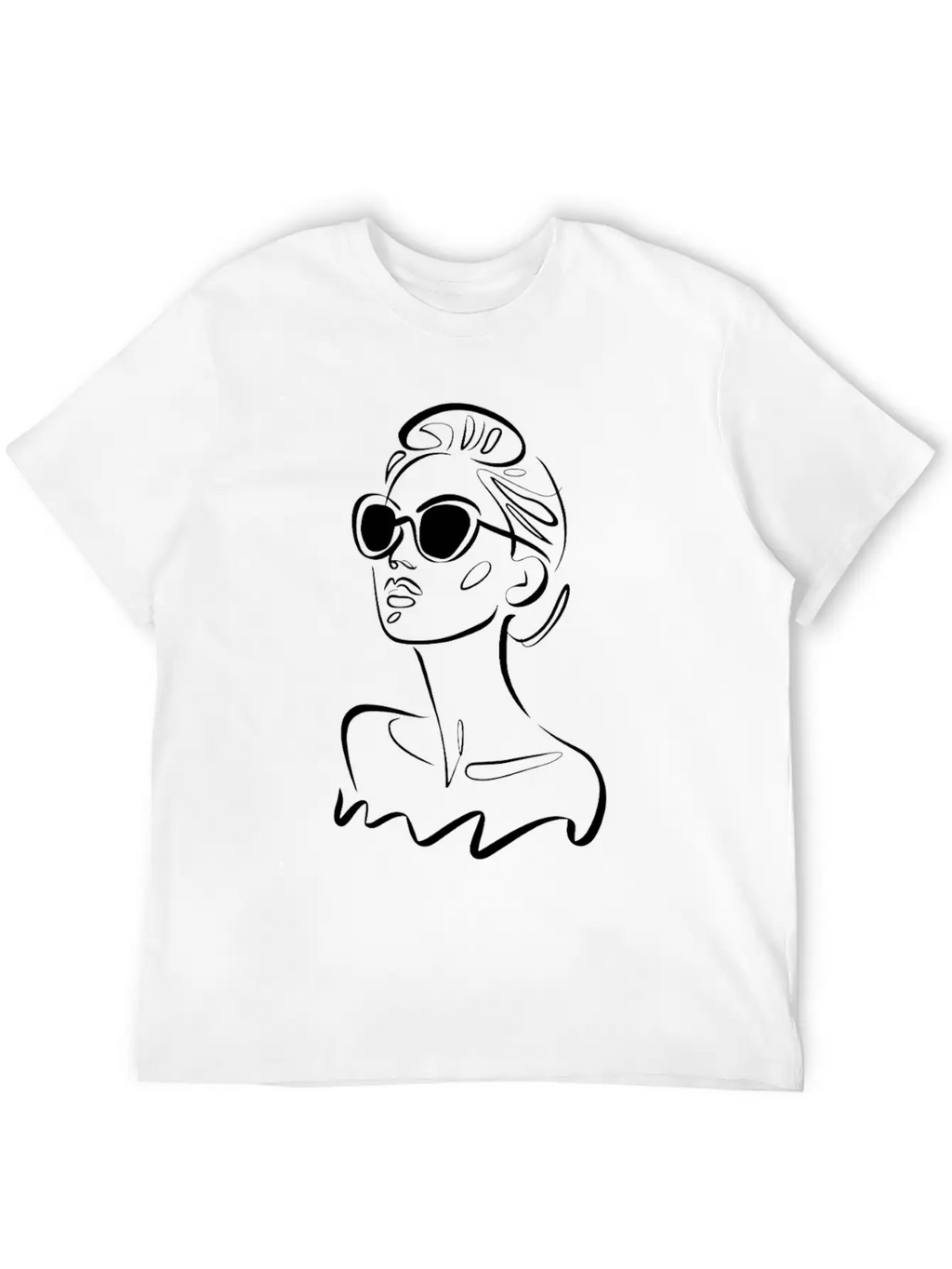 Chic Fashionable Woman Line Art With Sunglasses Unisex Casual T-Shirt – Clean Design For Daily Comfort