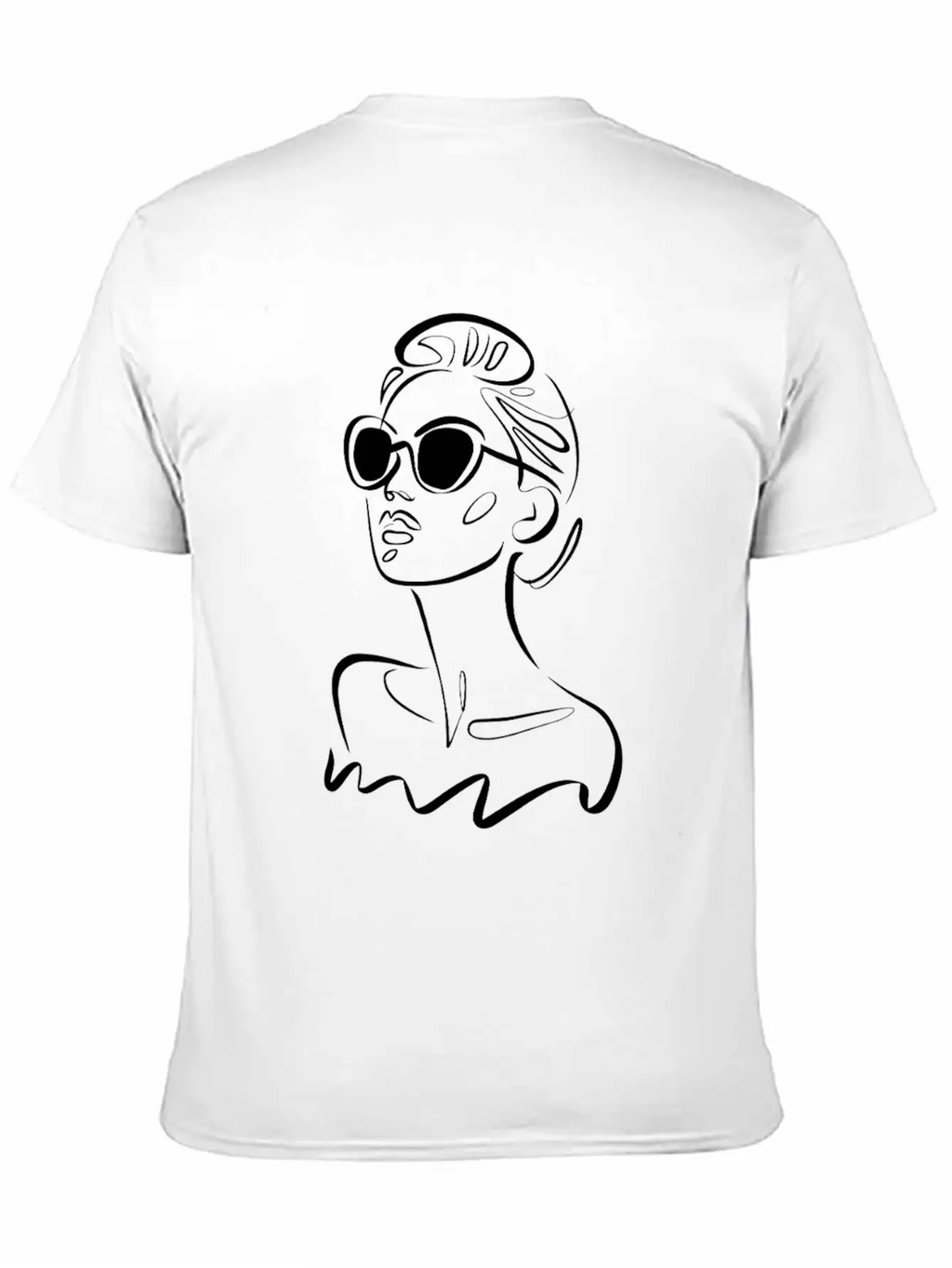 Chic Fashionable Woman Line Art With Sunglasses Unisex Casual T-Shirt – Clean Design For Daily Comfort