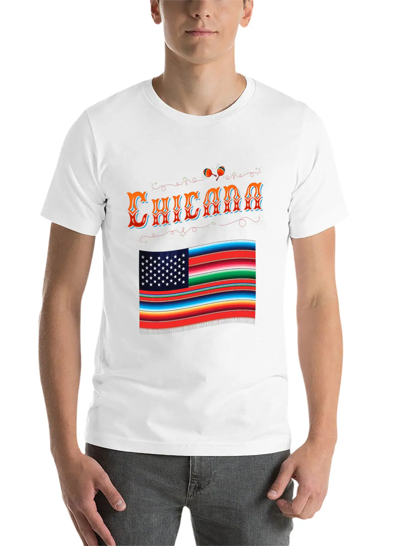 Chicana Proud Mexican Heritage American Serape Fla Classic Fit Graphic Tee For Daily Comfort – Unisex Cotton Shirt