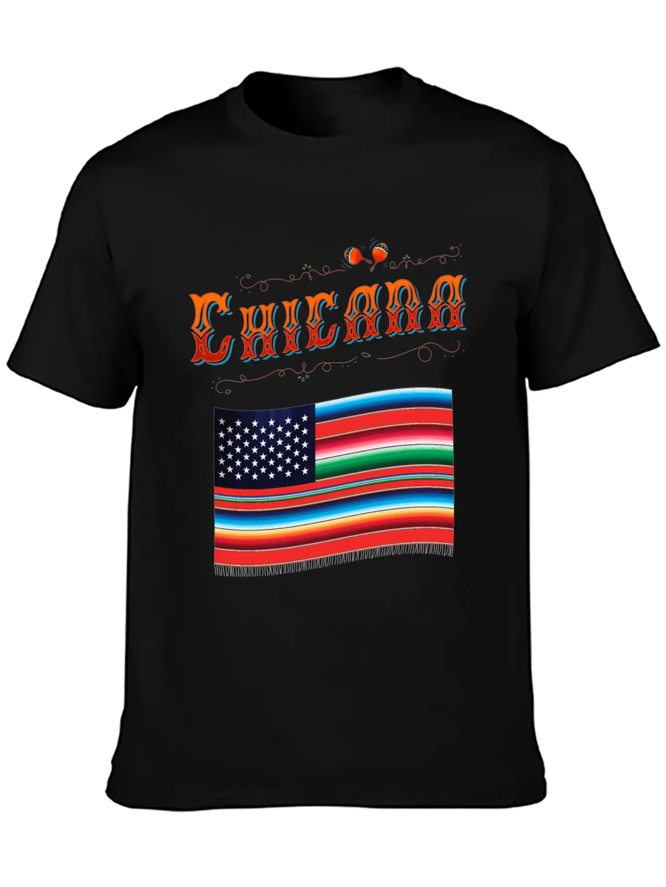 Chicana Proud Mexican Heritage American Serape Fla Classic Fit Graphic Tee For Daily Comfort – Unisex Cotton Shirt