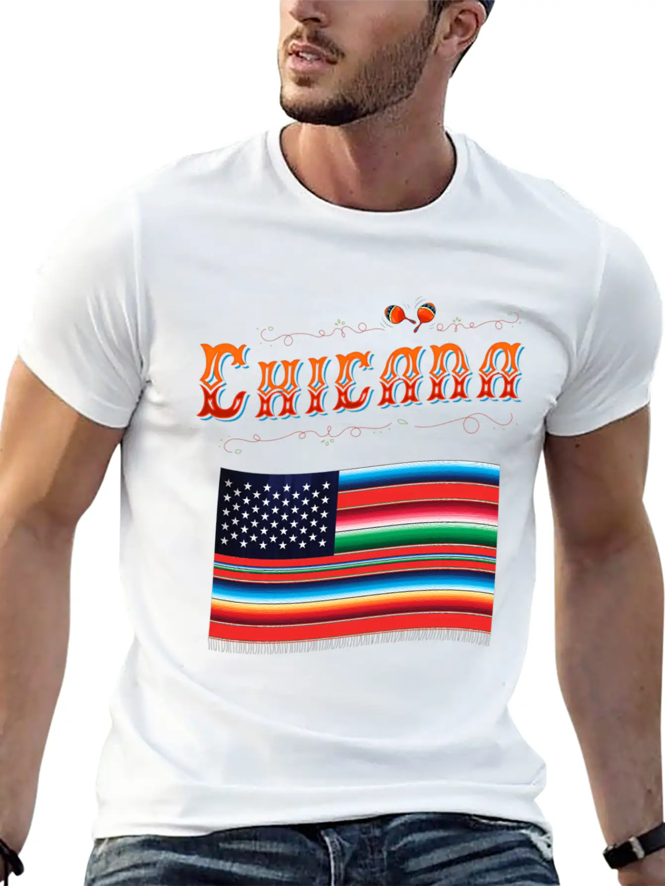 Chicana Proud Mexican Heritage American Serape Fla Classic Fit Graphic Tee For Daily Comfort – Unisex Cotton Shirt