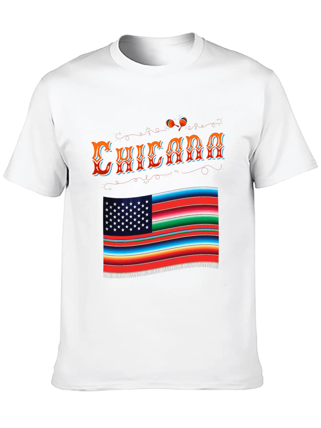 Chicana Proud Mexican Heritage American Serape Fla Classic Fit Graphic Tee For Daily Comfort – Unisex Cotton Shirt