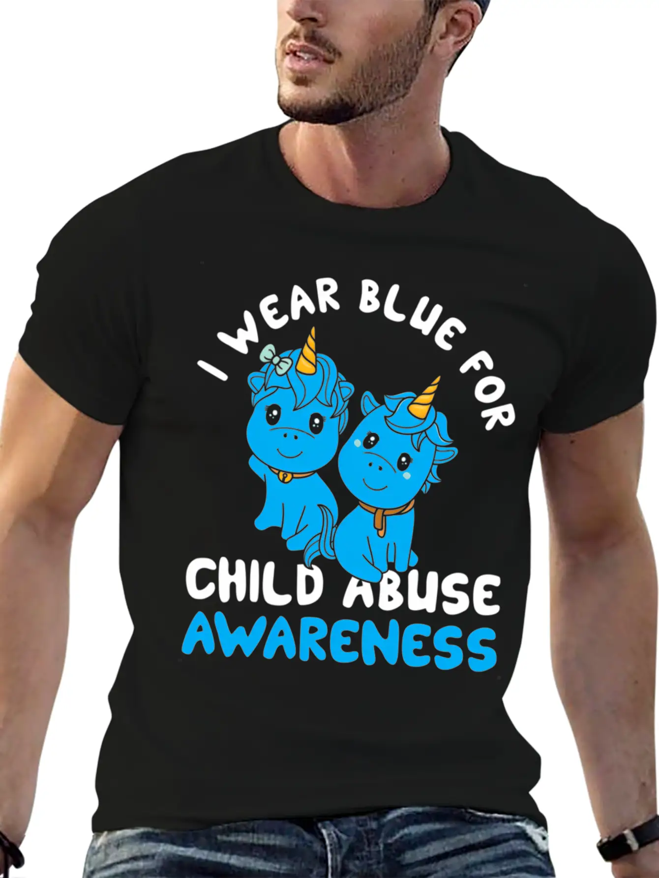 Child Abuse Prevention Month Blue Ribbon Awareness Unisex Casual T-Shirt – Clean Design For Daily Comfort