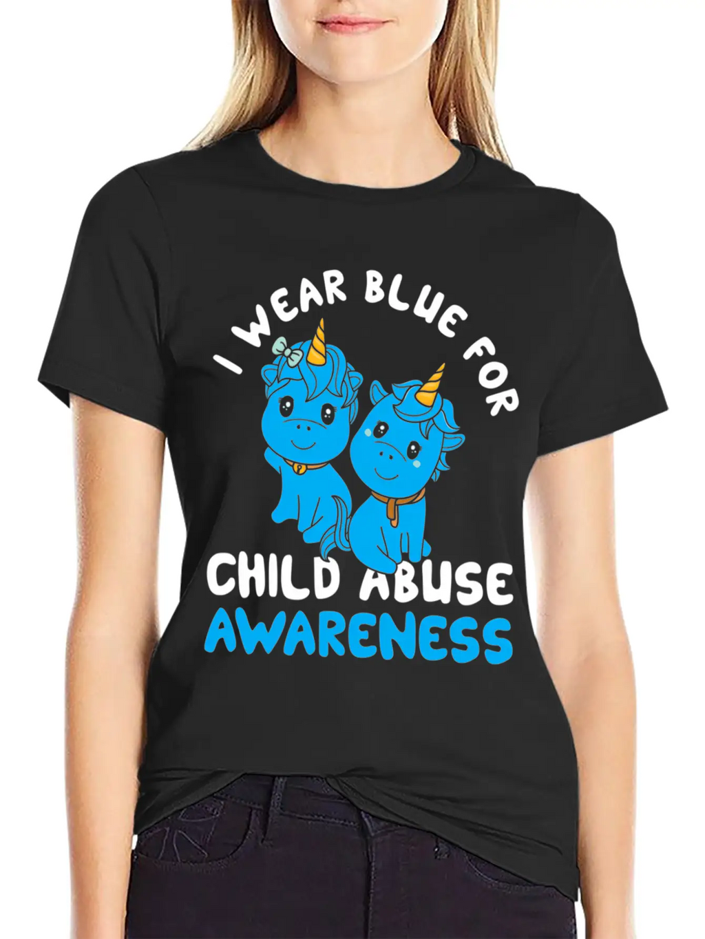Child Abuse Prevention Month Blue Ribbon Awareness Unisex Casual T-Shirt – Clean Design For Daily Comfort