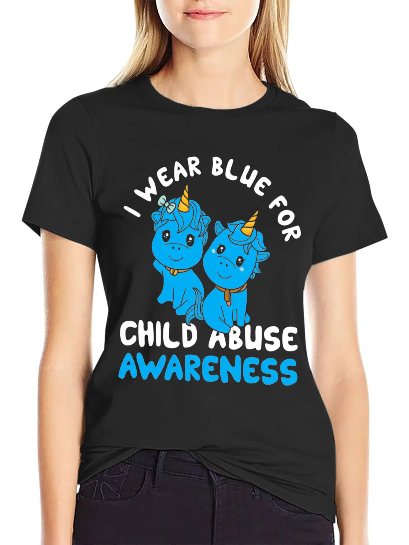 Child Abuse Prevention Month Blue Ribbon Awareness Unisex Casual T-Shirt – Clean Design For Daily Comfort