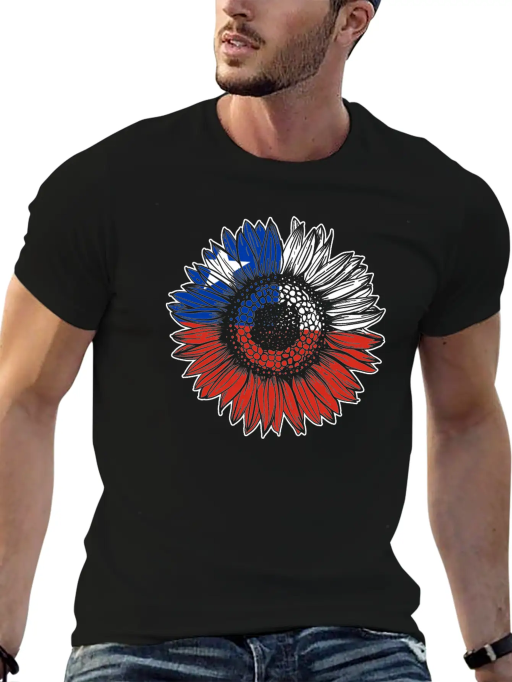 Chile Flag Sunflower Breathable Soft Cotton T-Shirt – Timeless Casual Look