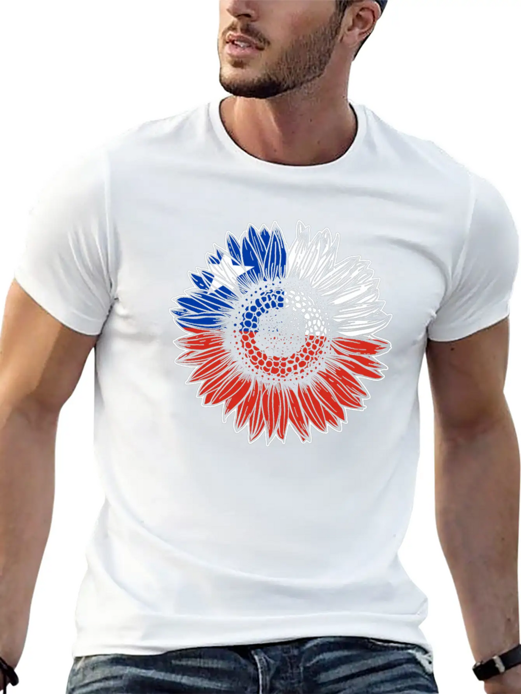 Chile Flag Sunflower Breathable Soft Cotton T-Shirt – Timeless Casual Look