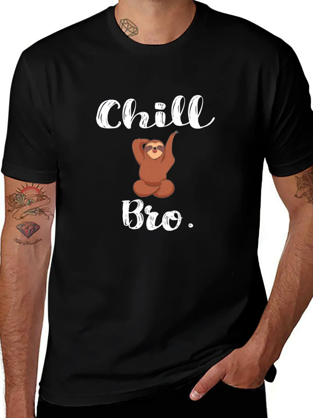 Chill Bro Hang Up Sloth Unisex Short Sleeve Soft Cotton T-Shirt – Casual Everyday Wear