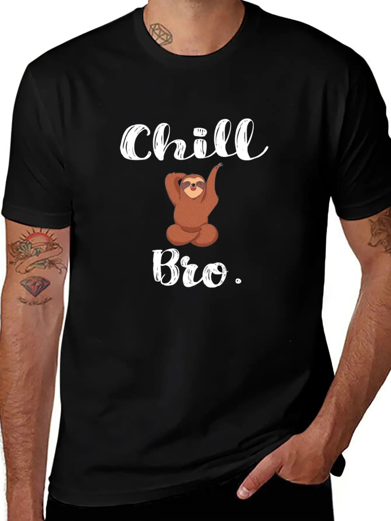Chill Bro Hang Up Sloth Unisex Short Sleeve Soft Cotton T-Shirt – Casual Everyday Wear