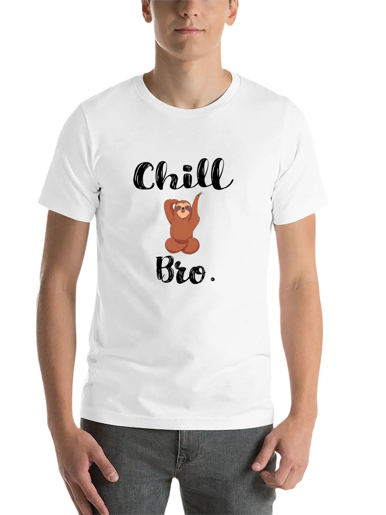 Chill Bro Hang Up Sloth Unisex Short Sleeve Soft Cotton T-Shirt – Casual Everyday Wear