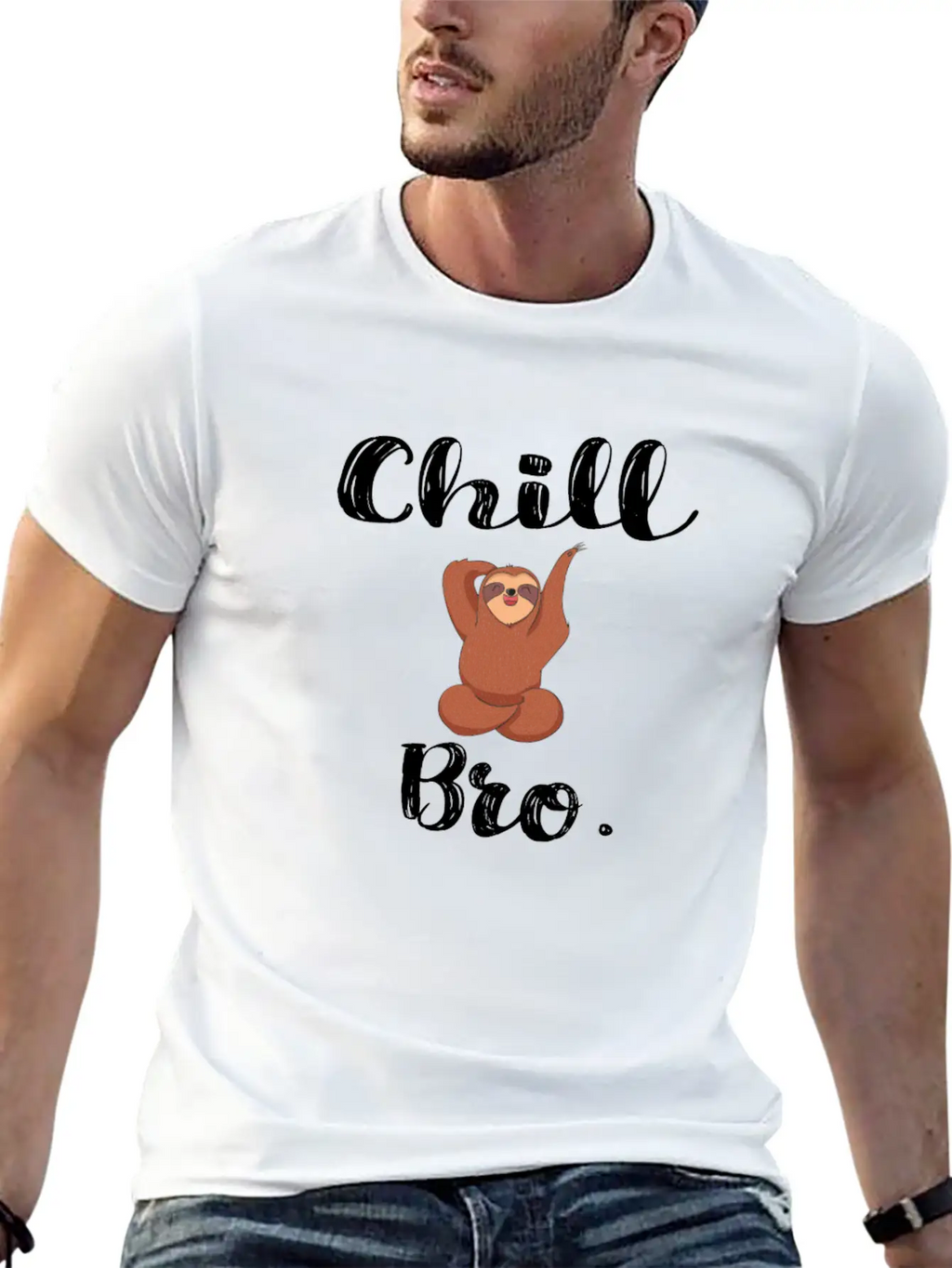 Chill Bro Hang Up Sloth Unisex Short Sleeve Soft Cotton T-Shirt – Casual Everyday Wear