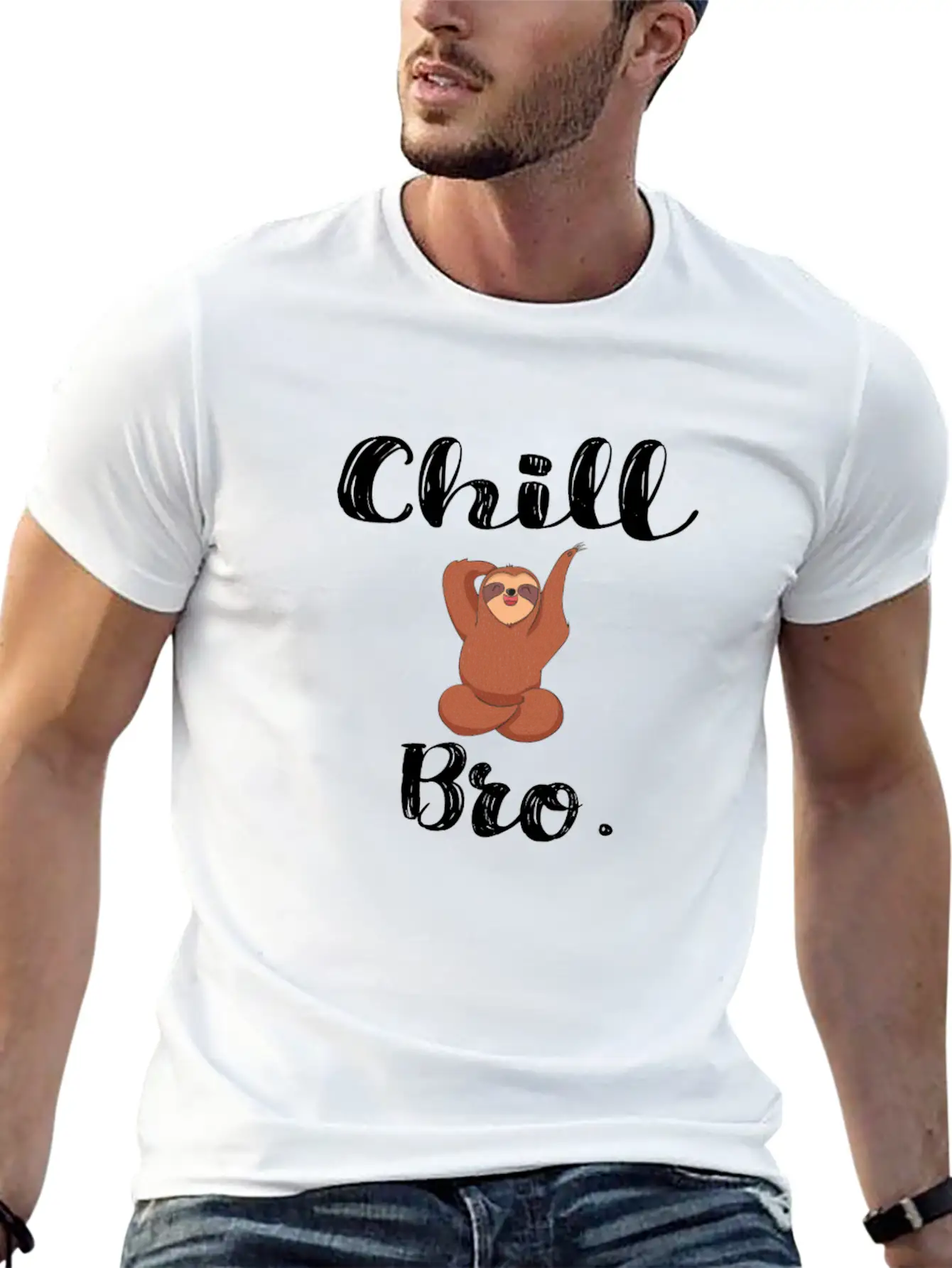 Chill Bro Hang Up Sloth Unisex Short Sleeve Soft Cotton T-Shirt – Casual Everyday Wear